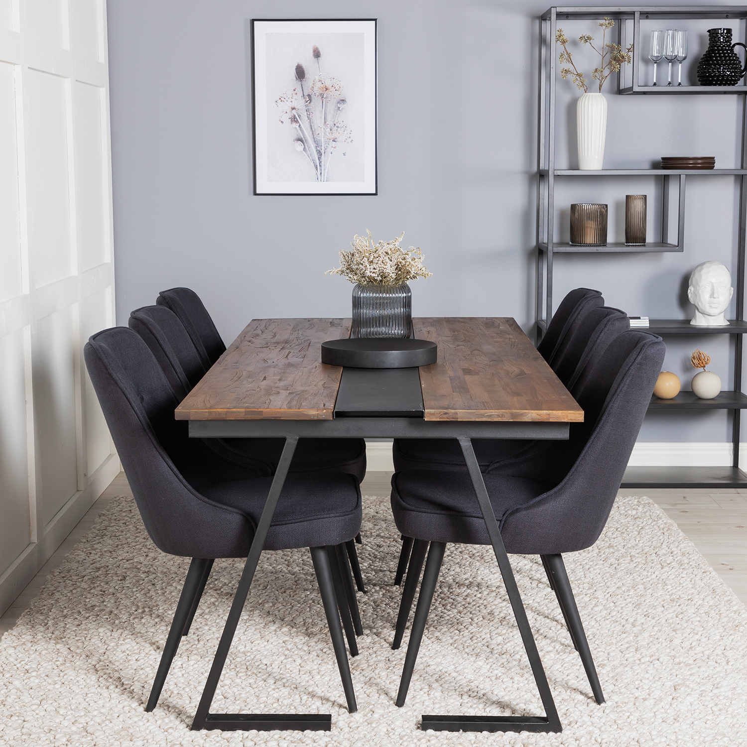 Spisegruppe Venture Home Jane med 6 Vera Stoler Polyester