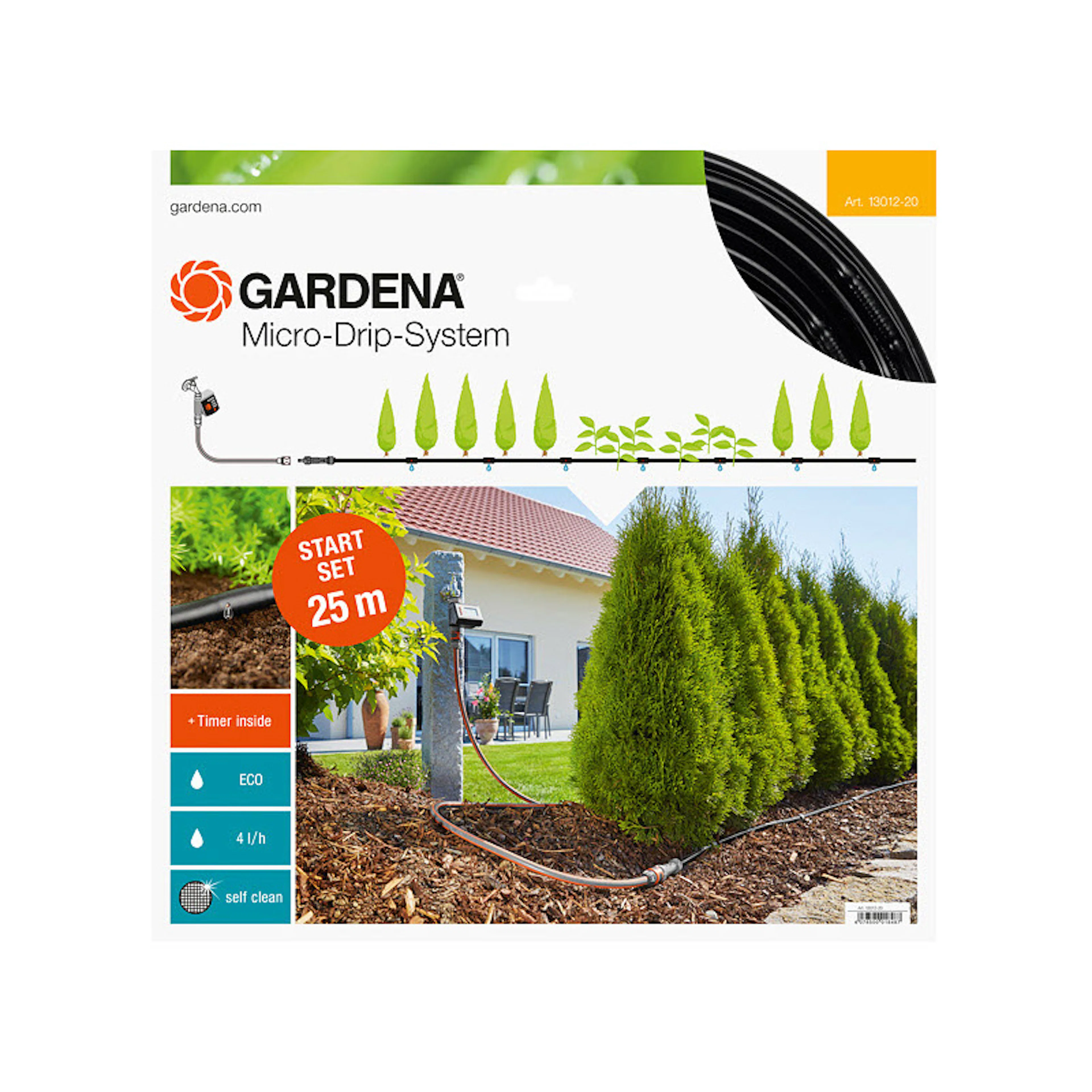 Vanningsstartsett Gardena Micro-Drip-System M for Planterekker med Timer