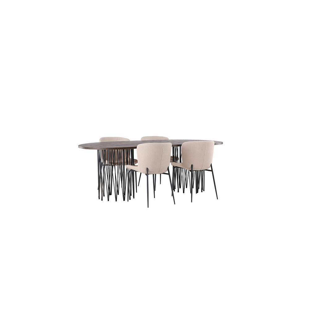 Spisegruppe Venture Home Stone med 4 Modesto Stoler