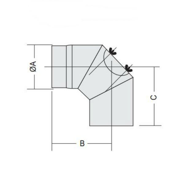 Rørbøy Kaminexperten Sekskantet 90 Bøyd 120