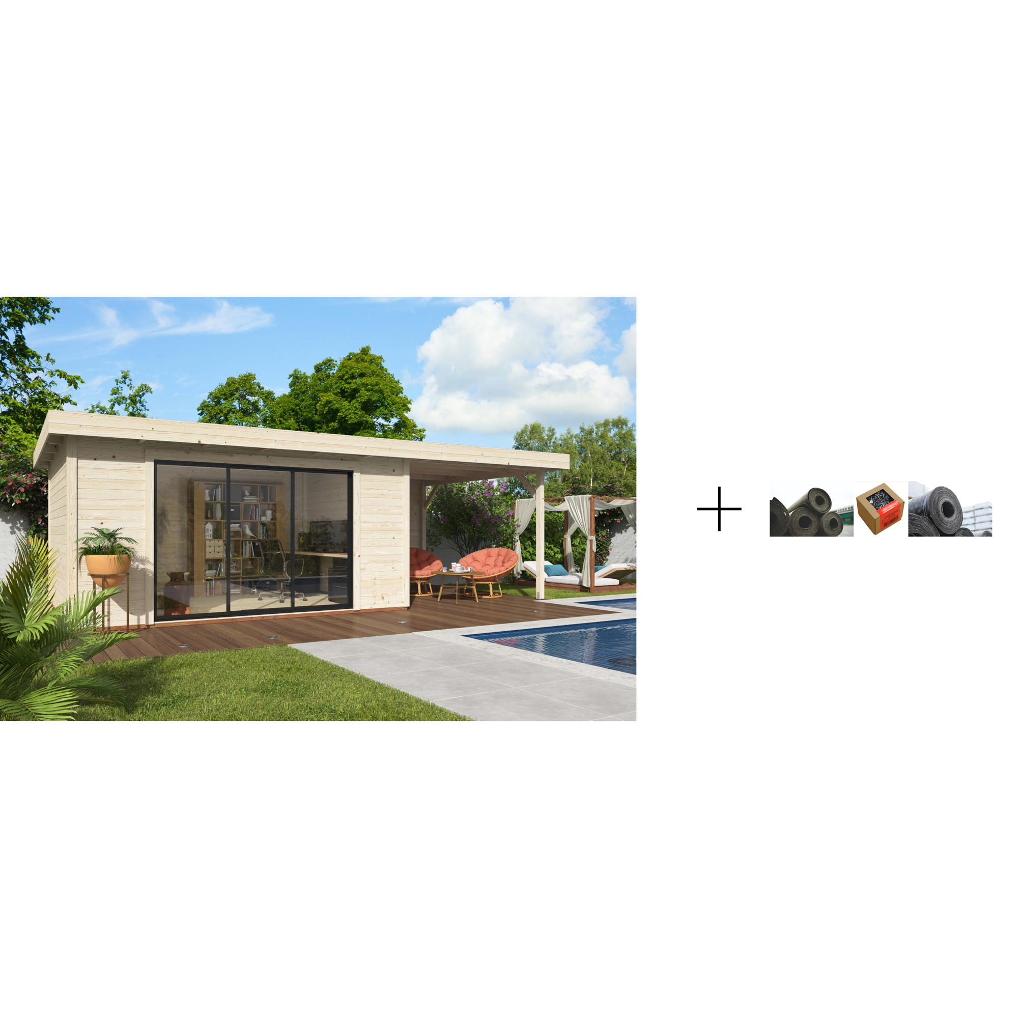 Hagestue Palmako Lydia 14,4+8,8 M2 Slide med Papp, Spiker og SBS Takbelegg