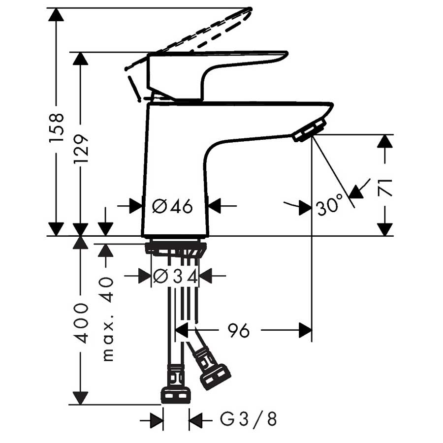 Servantbatteri Hansgrohe Talis E 80