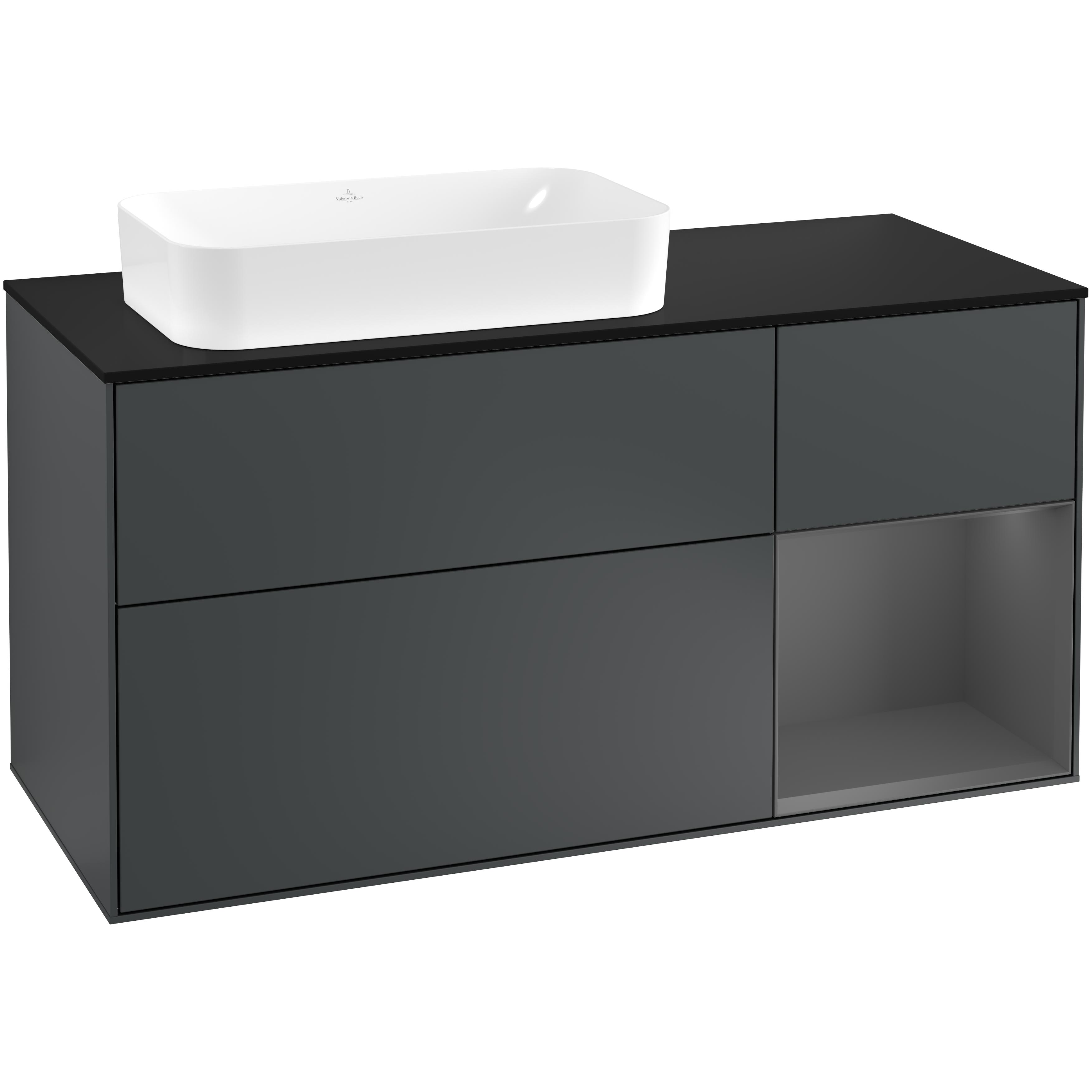 Tvättställsskåp Villeroy & Boch Finion med 3 Lådor Hylla och Bänkskiva för Ocentrerat Fristående Tvättställ