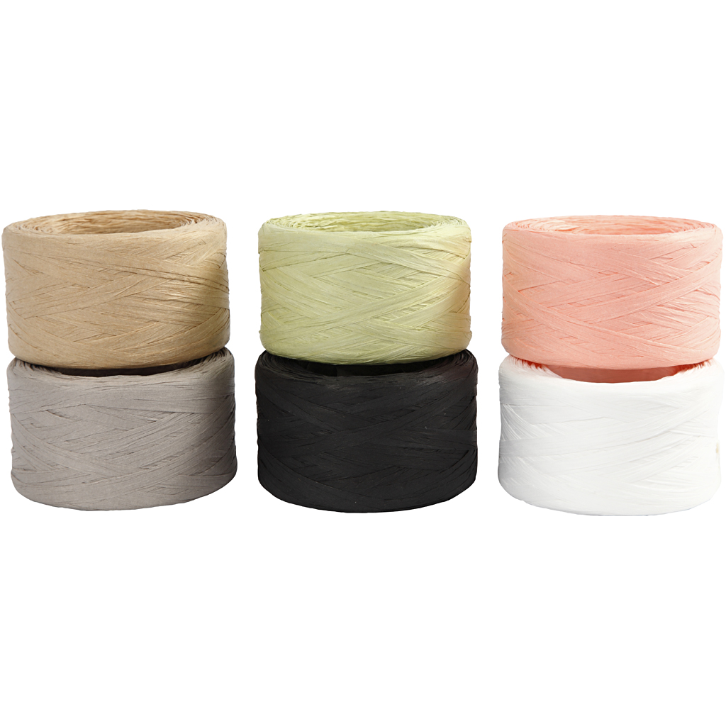 Papirgarn Creativ Company Raffia Ass Farger 6x100 m/1 Pk