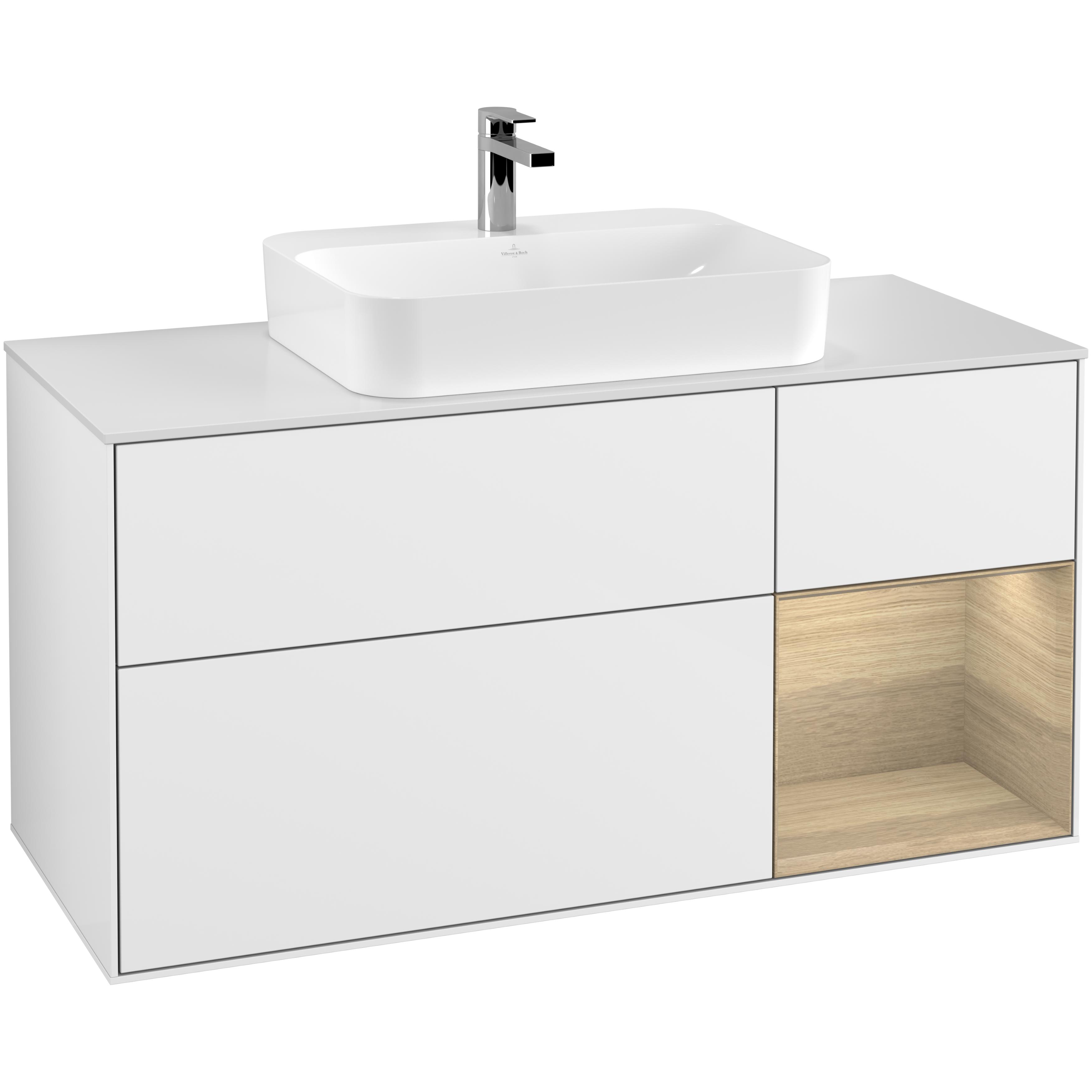 Tvättställsskåp Villeroy & Boch Finion med 3 Lådor Hylla och Bänkskiva för Ytmonterat Tvättställ | badrum - badrumsmobler - tvattstallsskap-och-kommod | KakelKungen