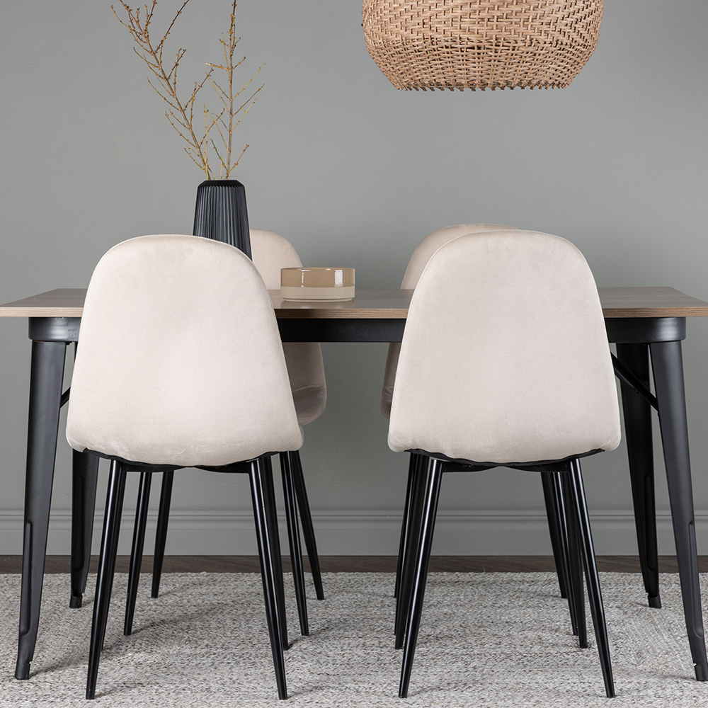 Spisegruppe Venture Home Tempe 140 cm med 4 Polar Stoler Fløyel