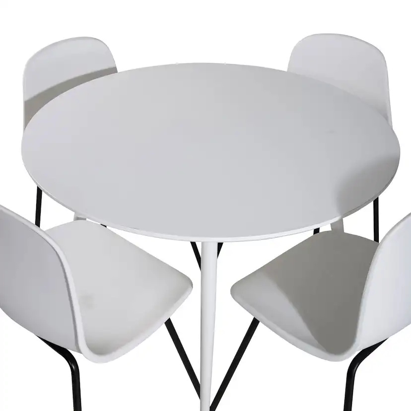 Plaza Round Table - White top /Arctic Chair -White Plastic_4 Hvit/Sort