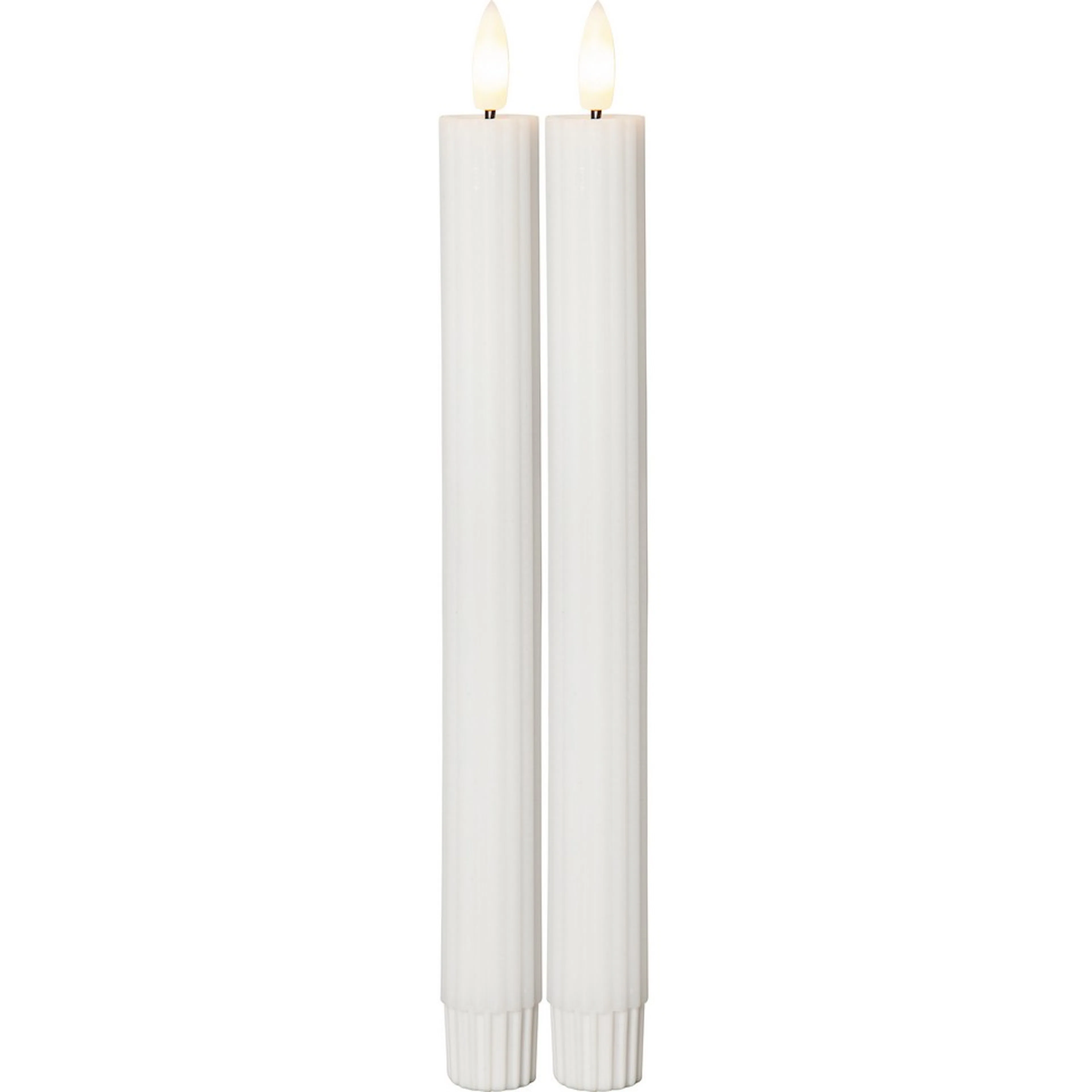 LEDAntikljus2p Flamme Stripe Hvit