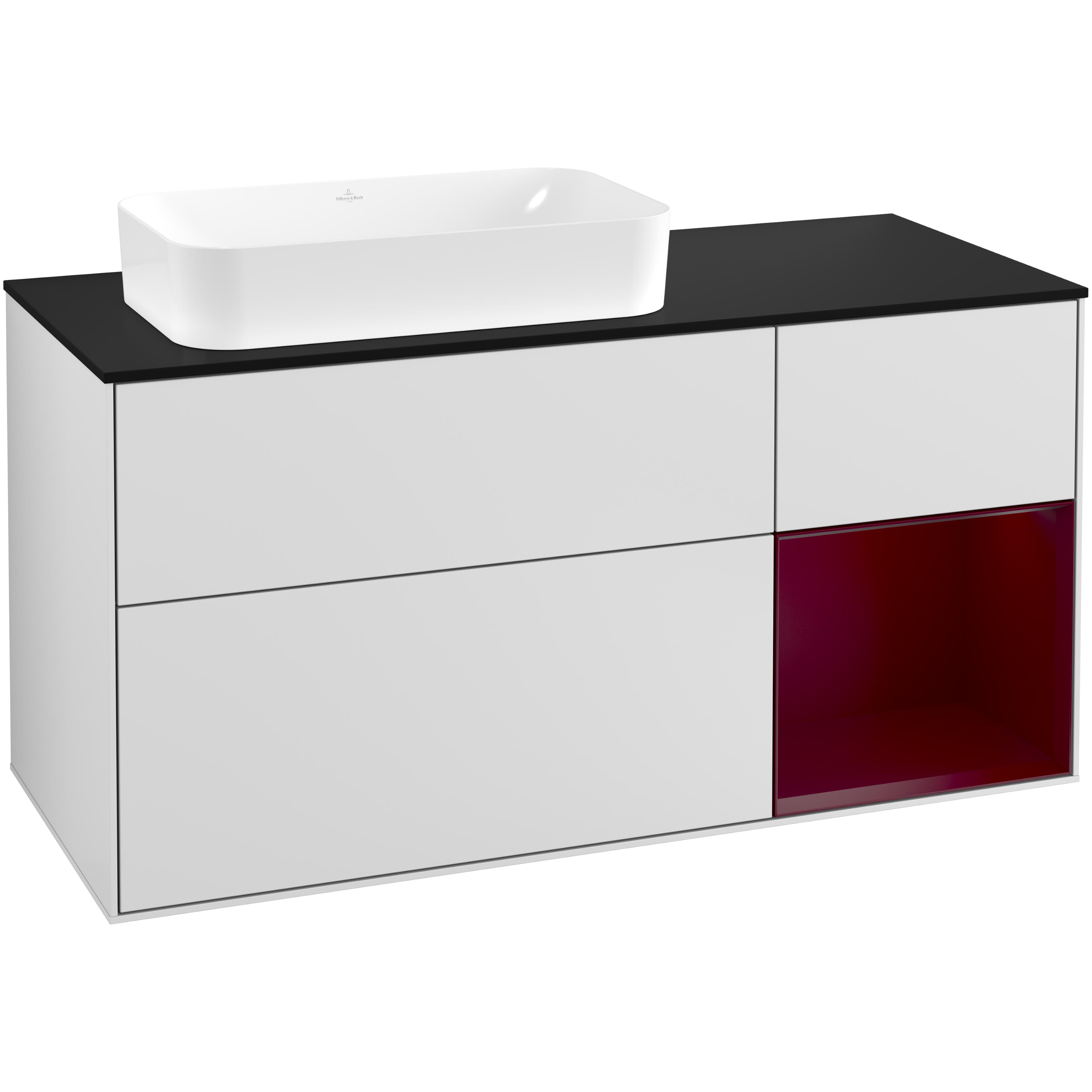 Tvättställsskåp Villeroy & Boch Finion med 3 Lådor Hylla och Bänkskiva för Ocentrerat Fristående Tvättställ