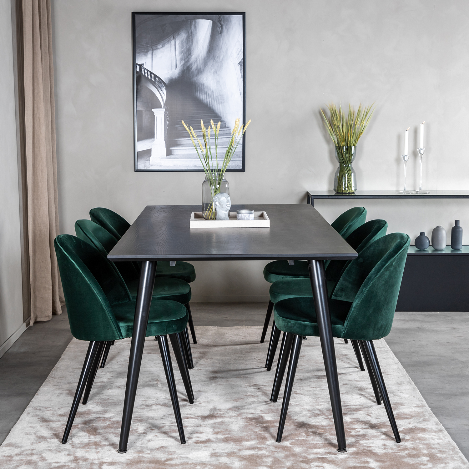 Spisegruppe Venture Home Dipp med 6 Velvet Stoler