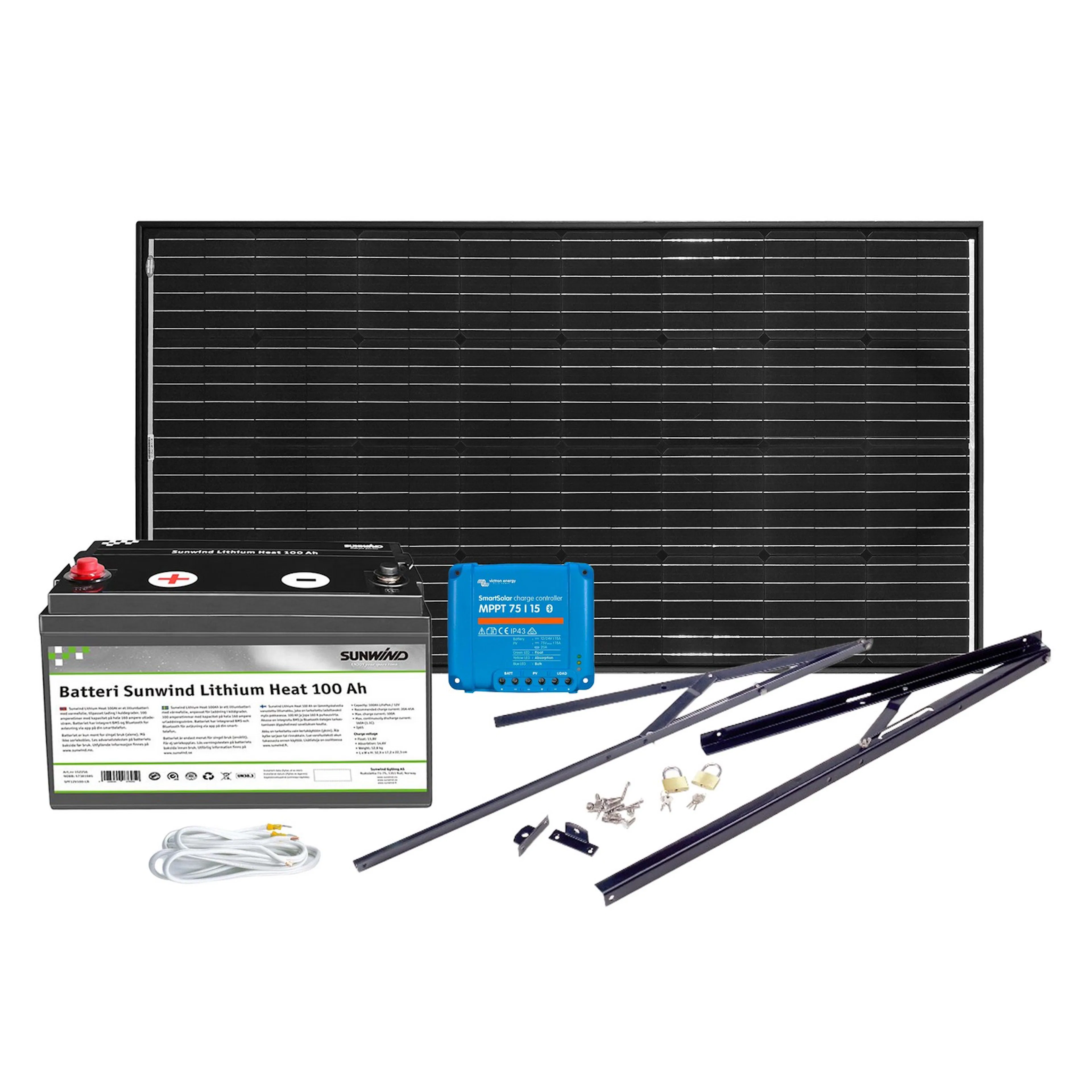 Solcelleanlegg Sunwind 12V 185W Litium 100AT