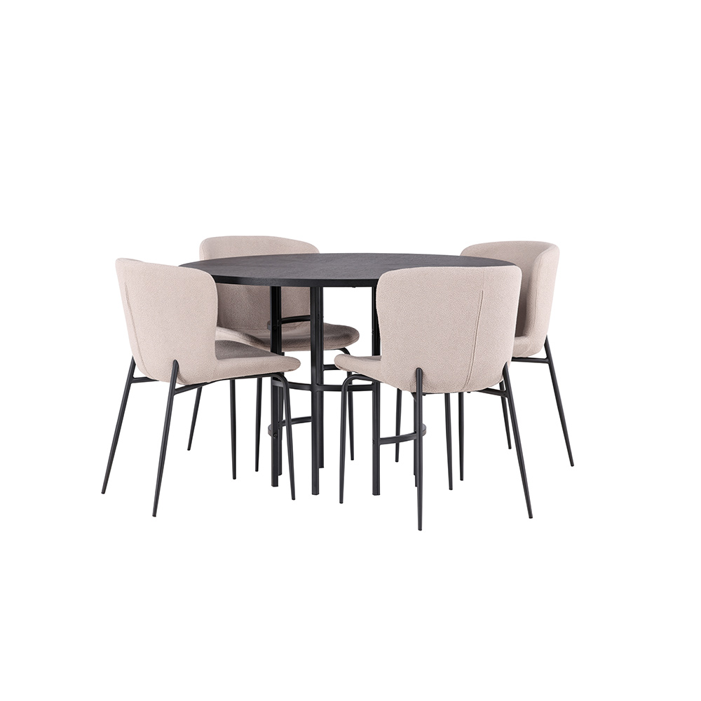 Spisegruppe Venture Home Copenhagen Ø 115 cm med 4 Modesto Stoler