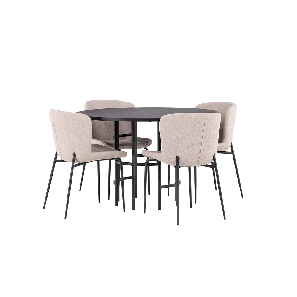 Spisegruppe Venture Home Copenhagen Ø 115 cm med 4 Modesto Stoler