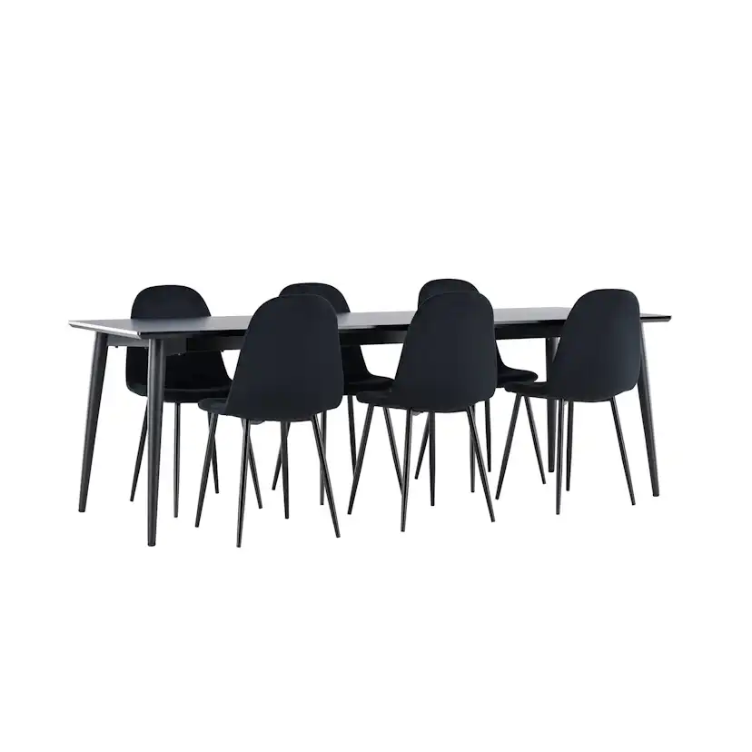 Spisegruppe Venture Home Ellis 230 med 6 stk Polar Stoler Fløyel