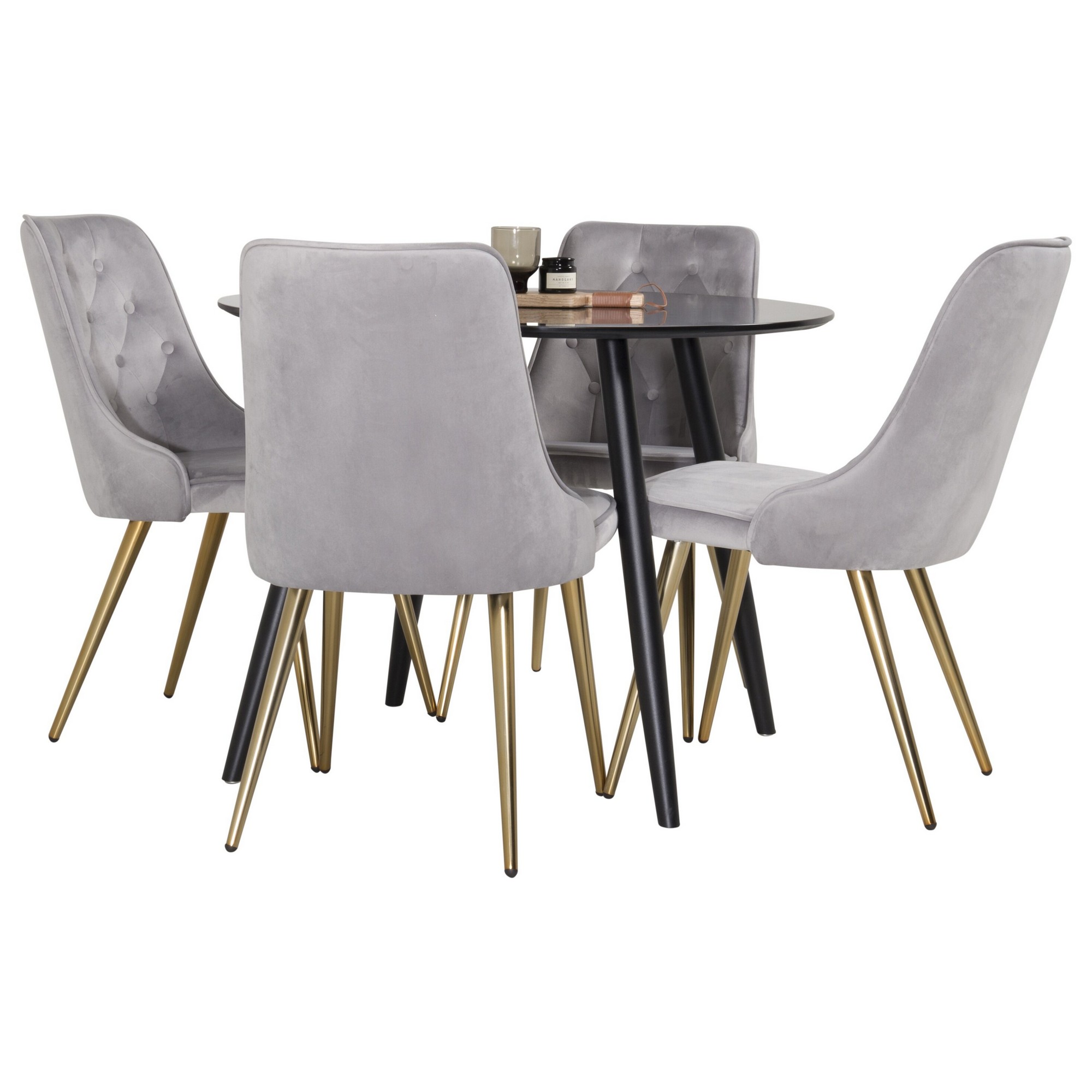 Spisegruppe Venture Home Plaza med 4stk Velvet Deluxe Stoler