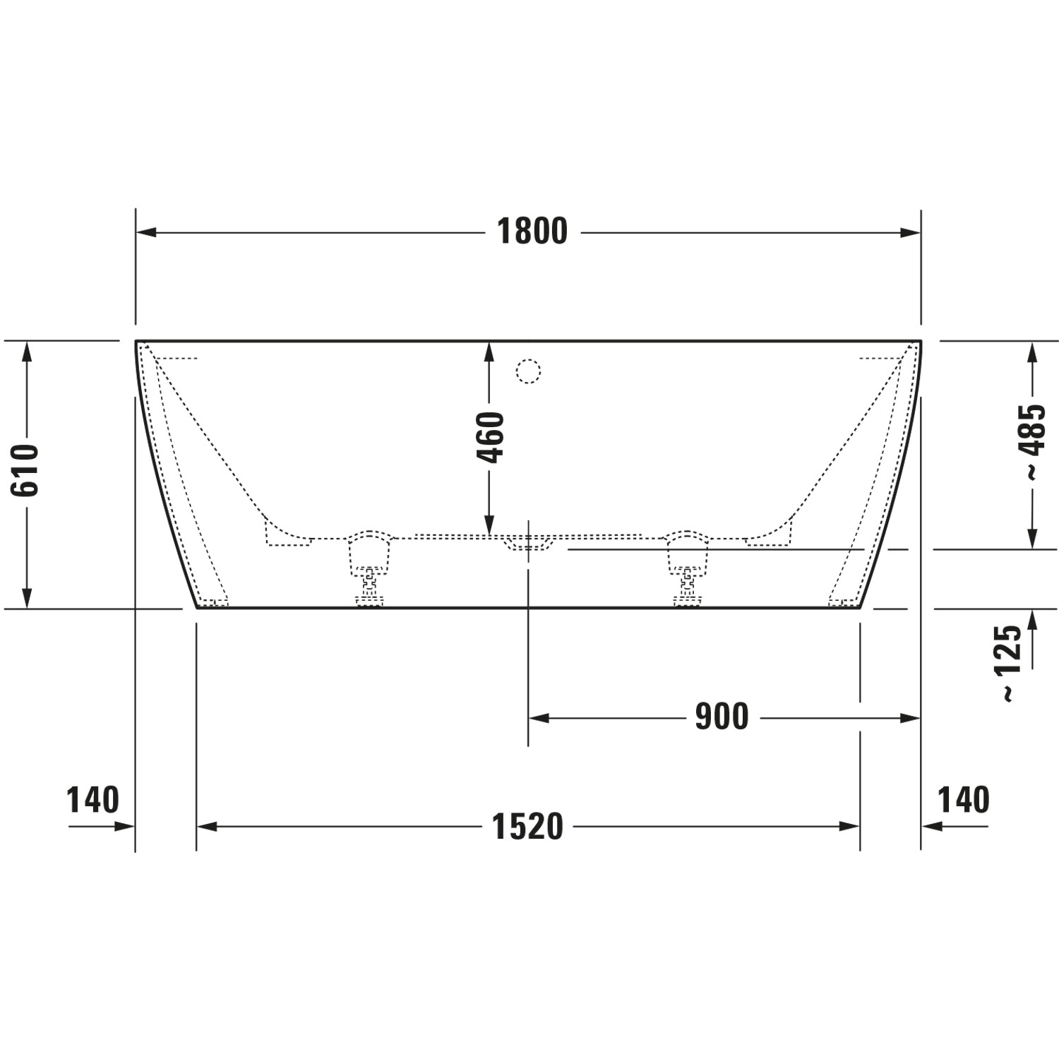 Badkar Mörkgrå Matt 1800x800 mm Mörkgrå
