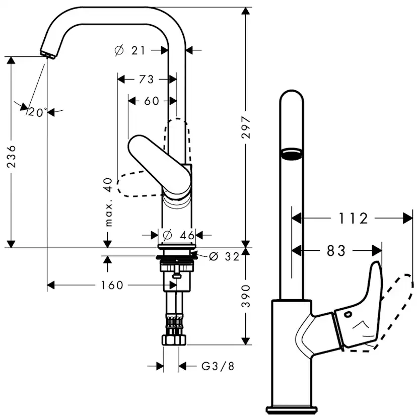 Servantbatteri Hansgrohe Focus 240
