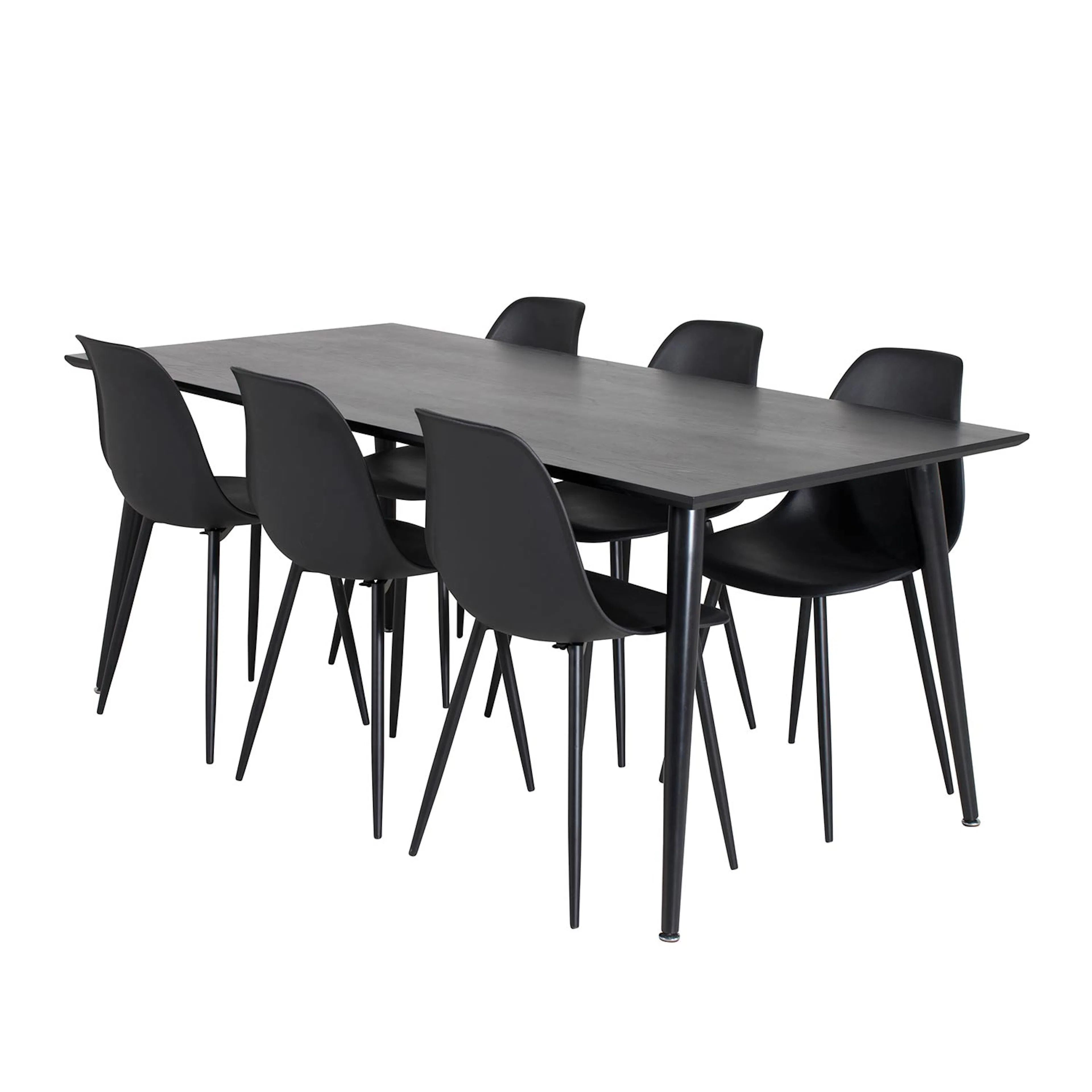 DippTable -Black Veneer/Polar Plastic Chair -Black_6 Sort/Sort
