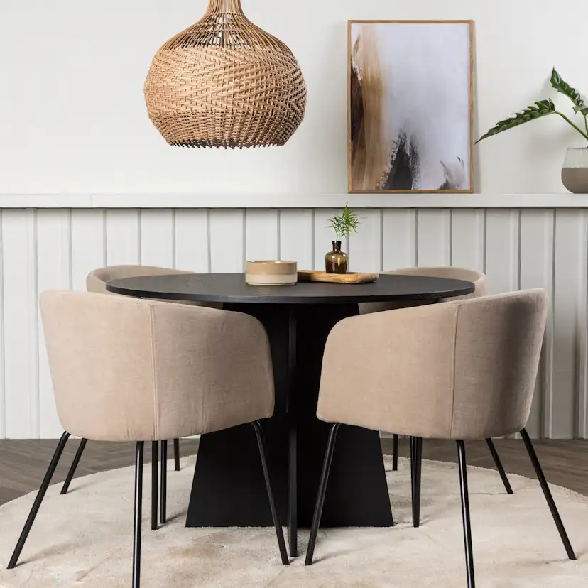 Spisegruppe Venture Home Bootcut Ø110 cm med 4 Berit Stoler