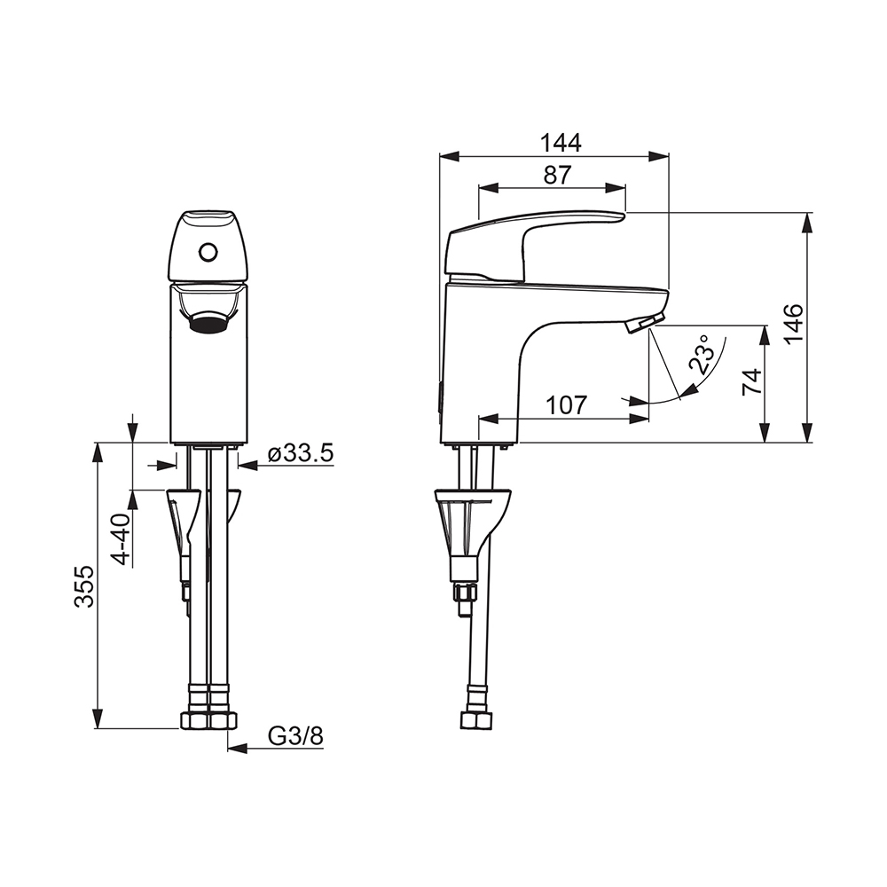 Servantbatteri Oras Safira 1010F
