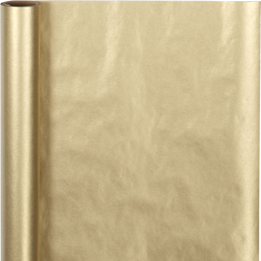 Presentpapper, guld, B: 50 cm, 60 g, 5 m/ 1 rl. Gull, 5 m