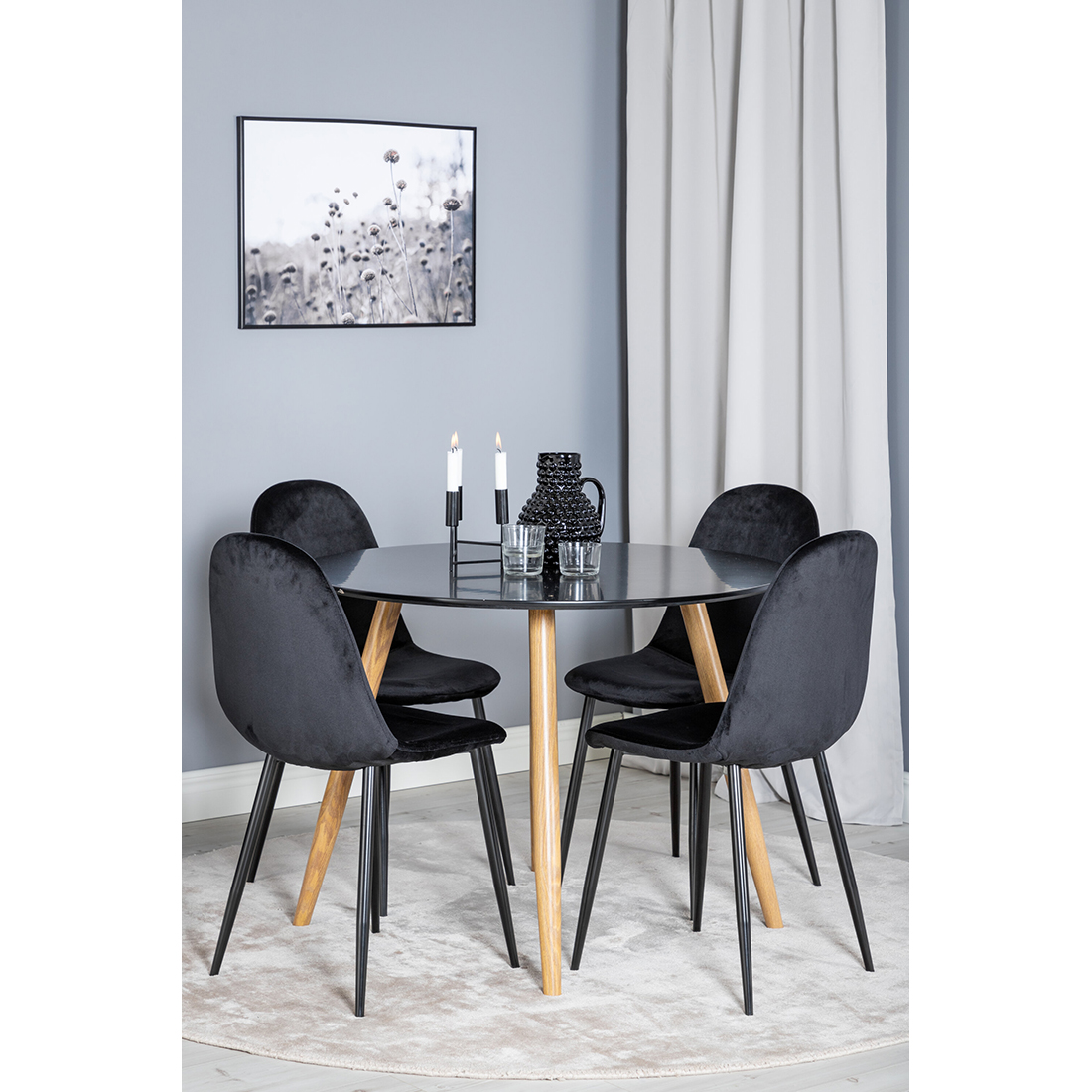 Spisegruppe Venture Home Polar Ø100 cm med 4st Plaza Spisestoler