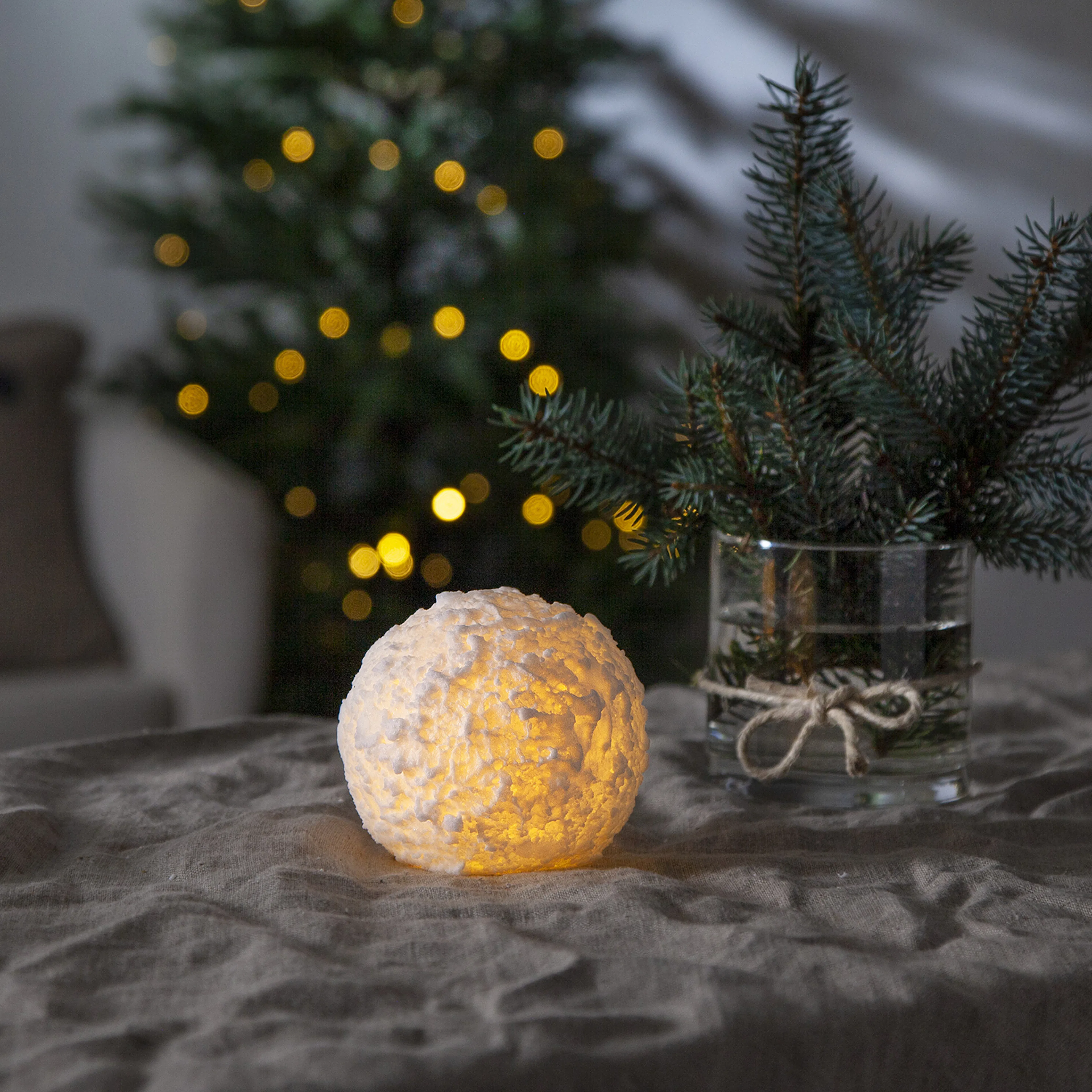 Blokklys Star Trading Snowball LED Batterilys
