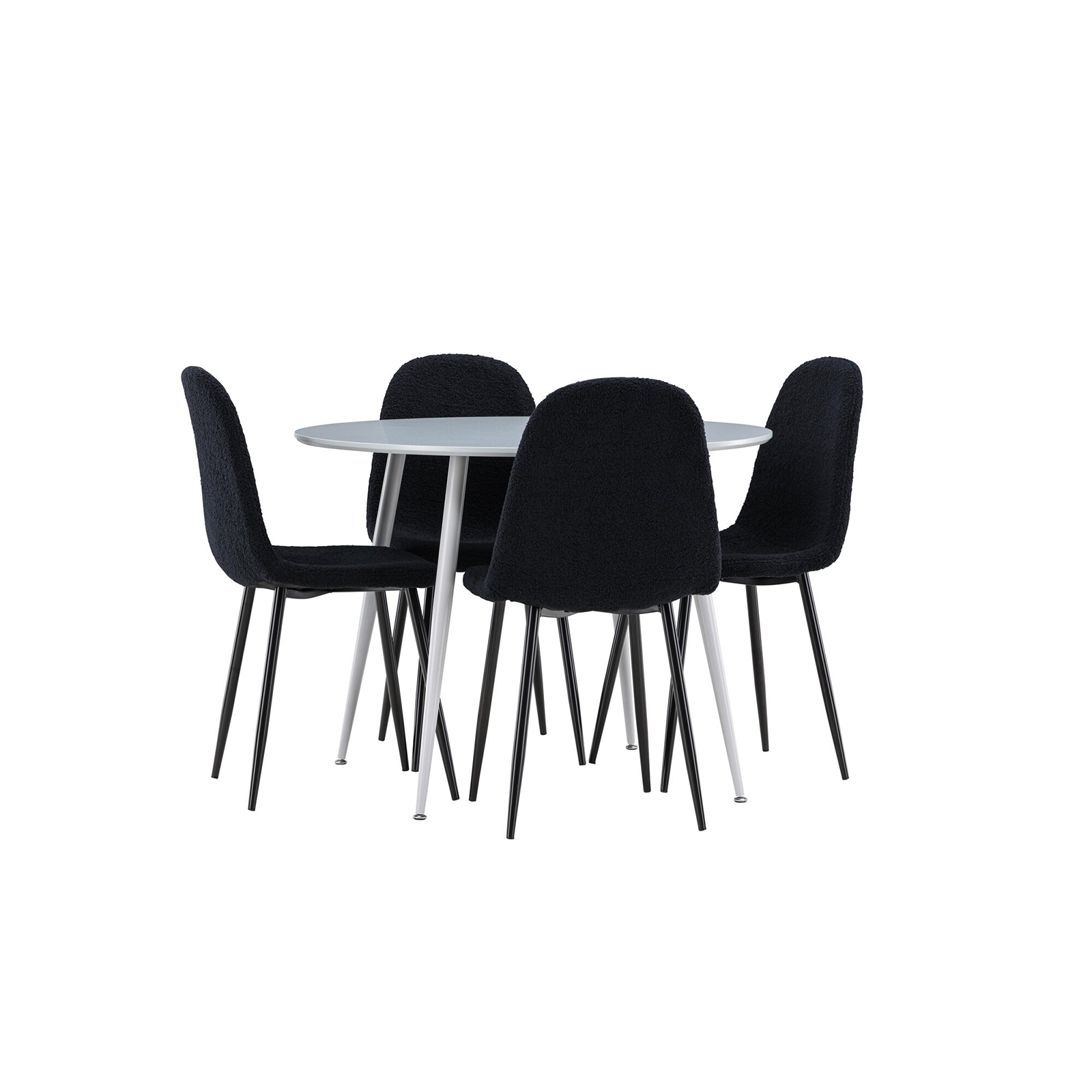 Spisegruppe Venture Home Plaza Ø100 med 4 stk Polar Stoler Teddy