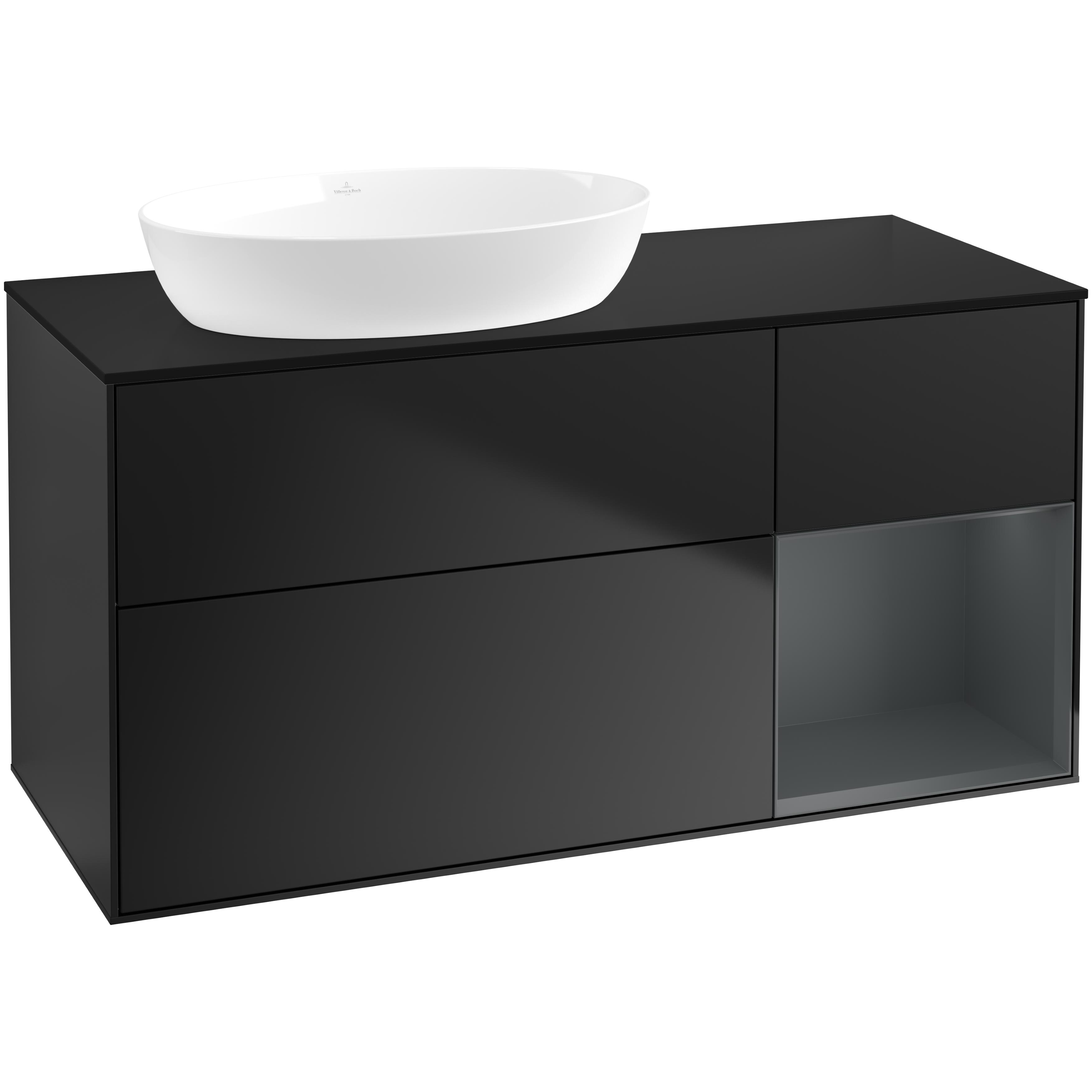 Tvättställsskåp Villeroy & Boch Finion med 3 Lådor Hylla och Bänkskiva för Ocentrerat Tvättställ från Artis & Collaro