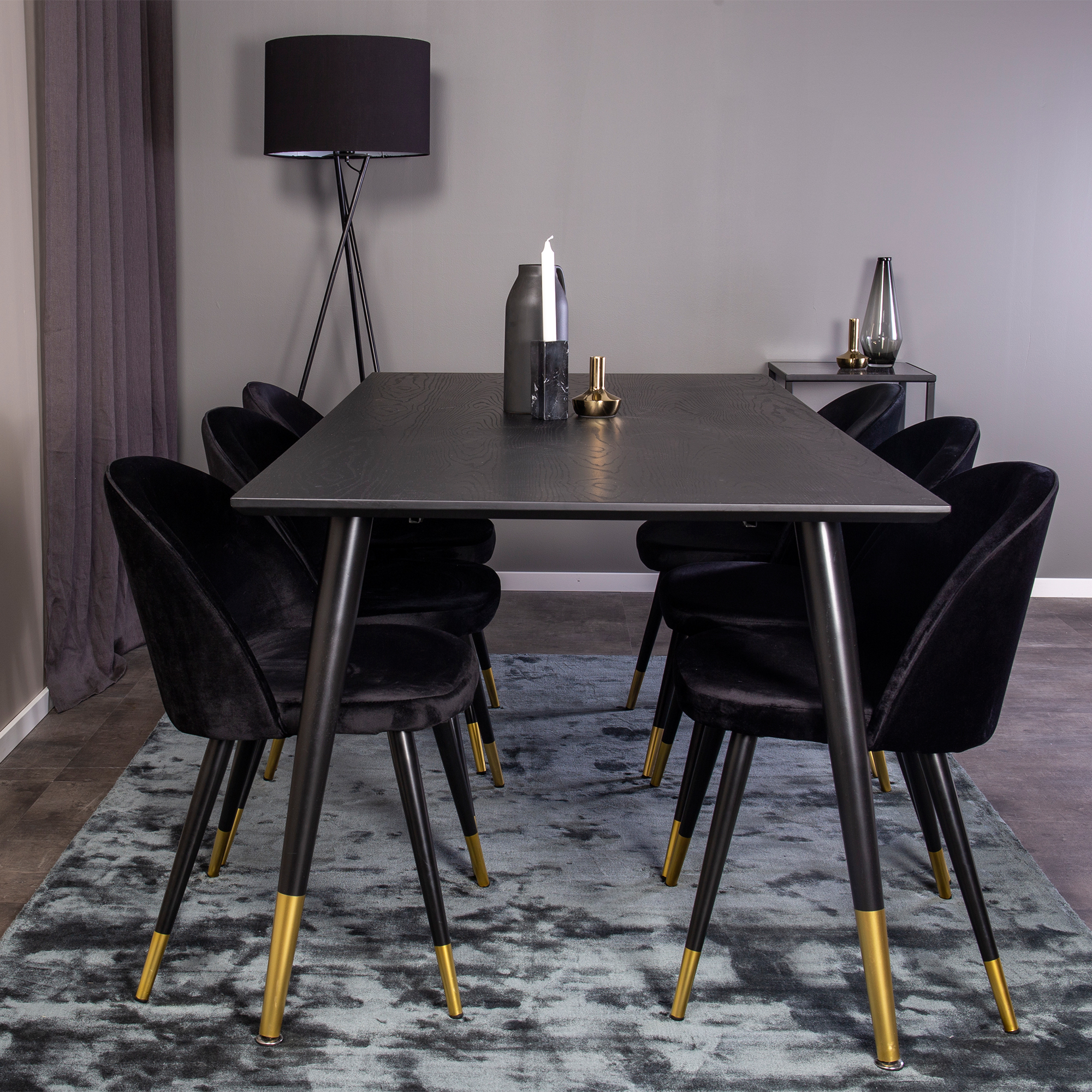 Spisegruppe Venture Home Dipp med 6 Velvet Stoler
