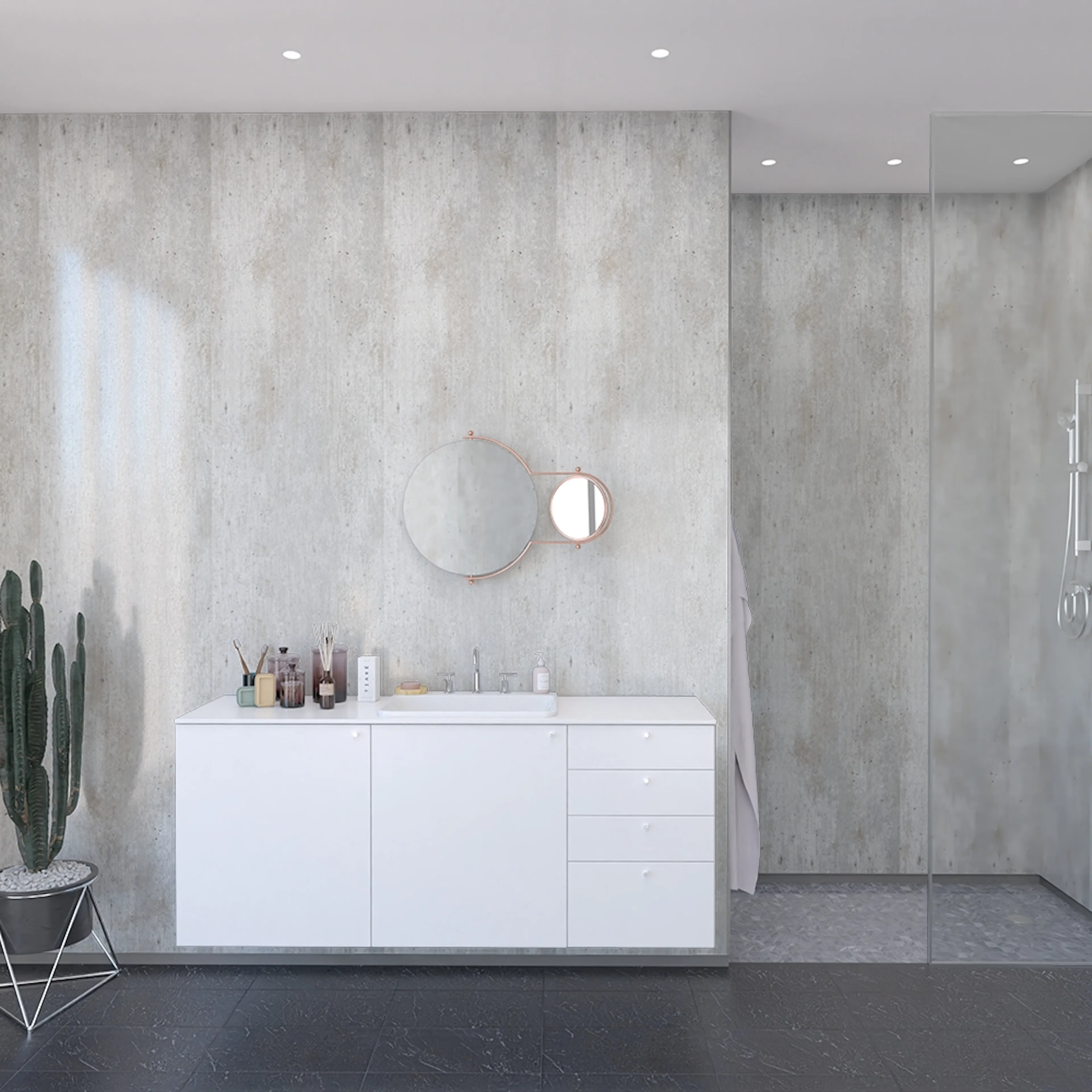 Baderomspanel Fibo 2204-00 Cracked Cement