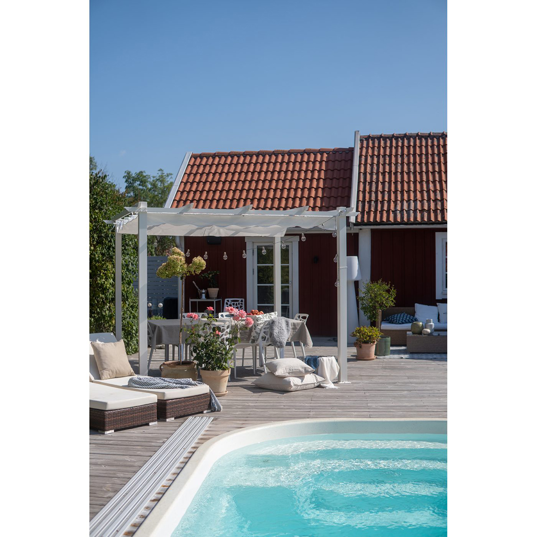 Pergola 3x3 m Vit Hvit/Hvit