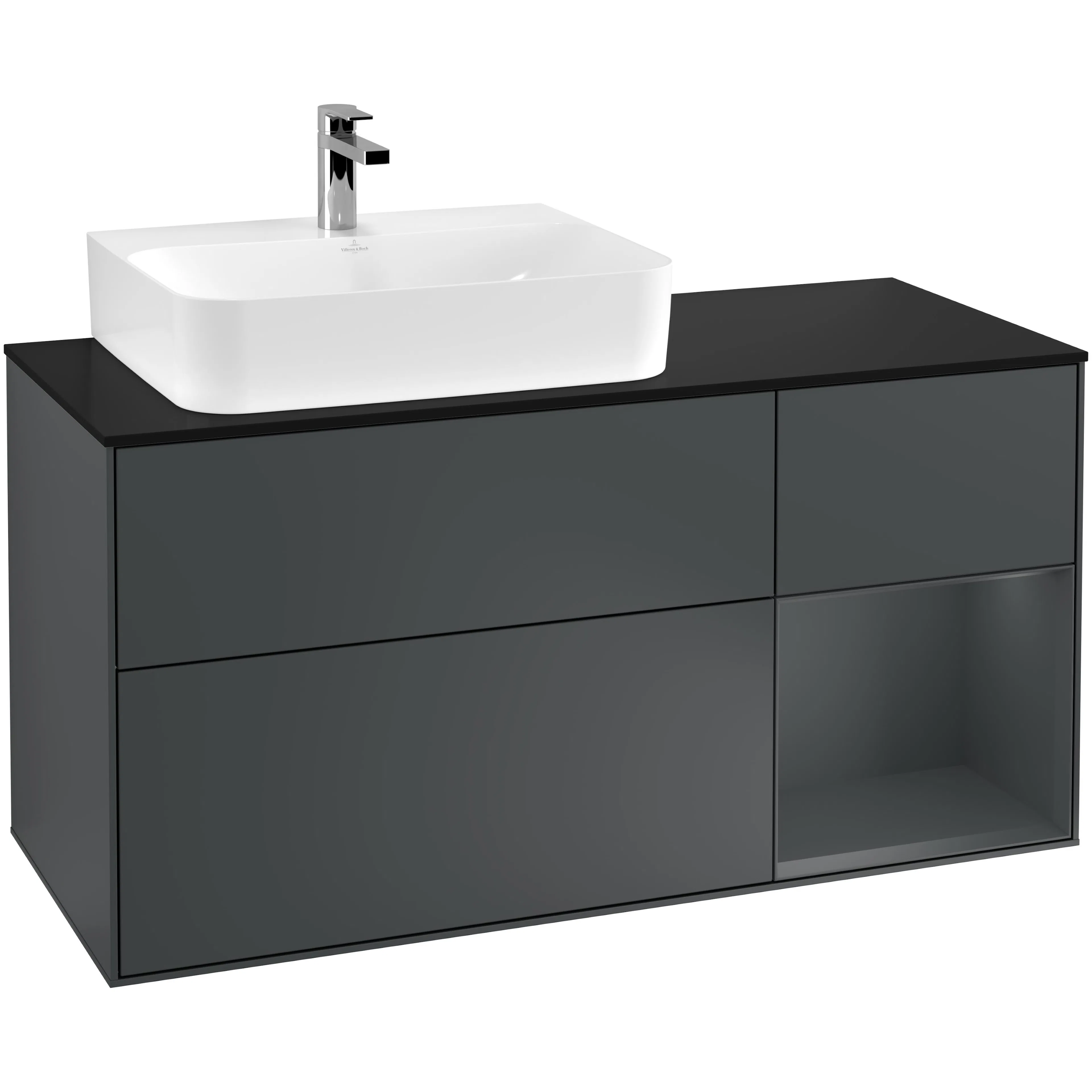 Tvättställsskåp Villeroy & Boch Finion med 3 Lådor Hylla och Bänkskiva för Ocentrerat Tvättställ