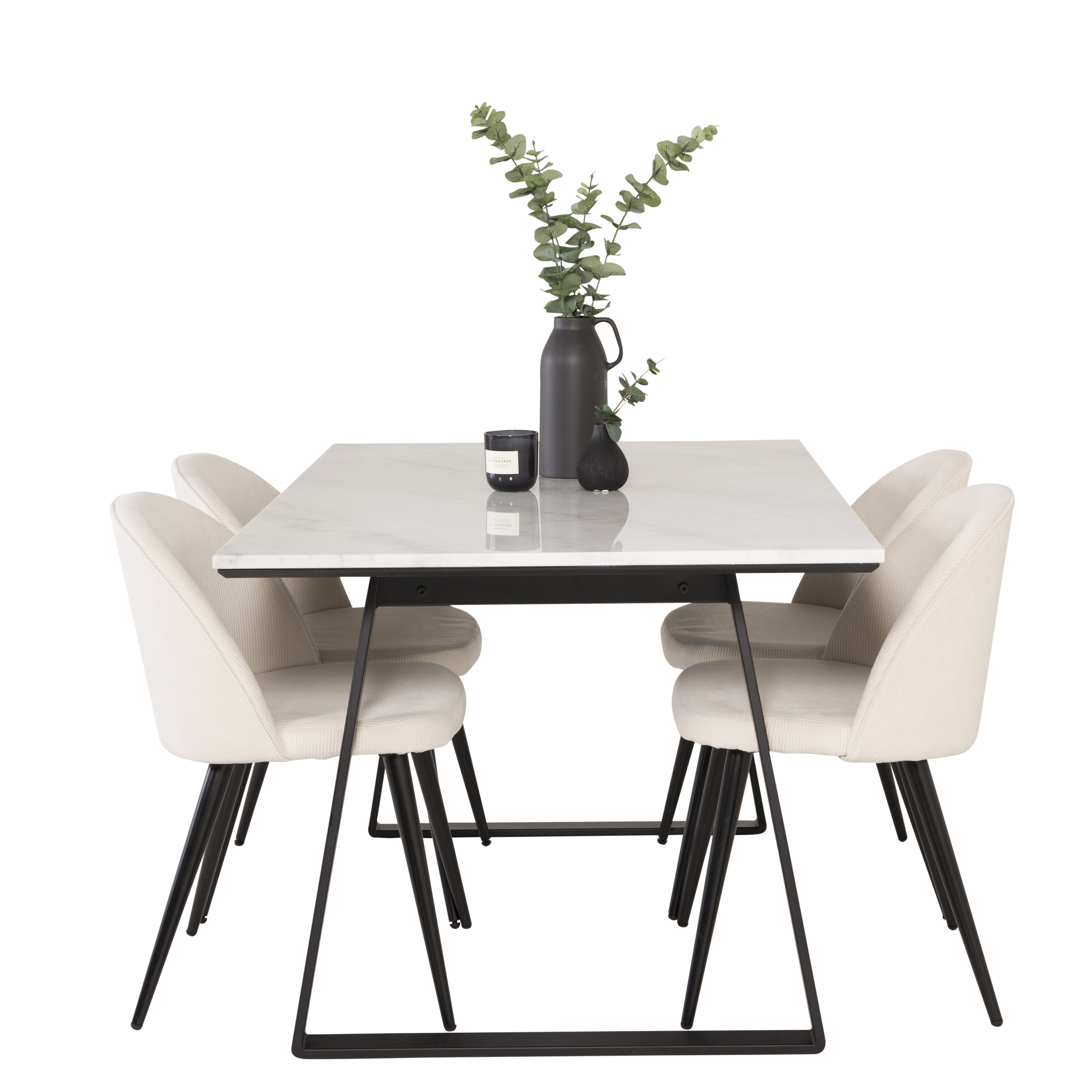 Spisegruppe Venture Home Estelle 140 med 4 Valentina Stoler ManchEstelle