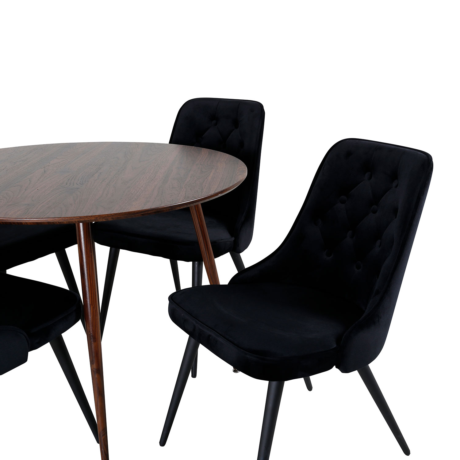 Spisegruppe Venture Home Plaza med 4 Velvet Deluxe Stoler