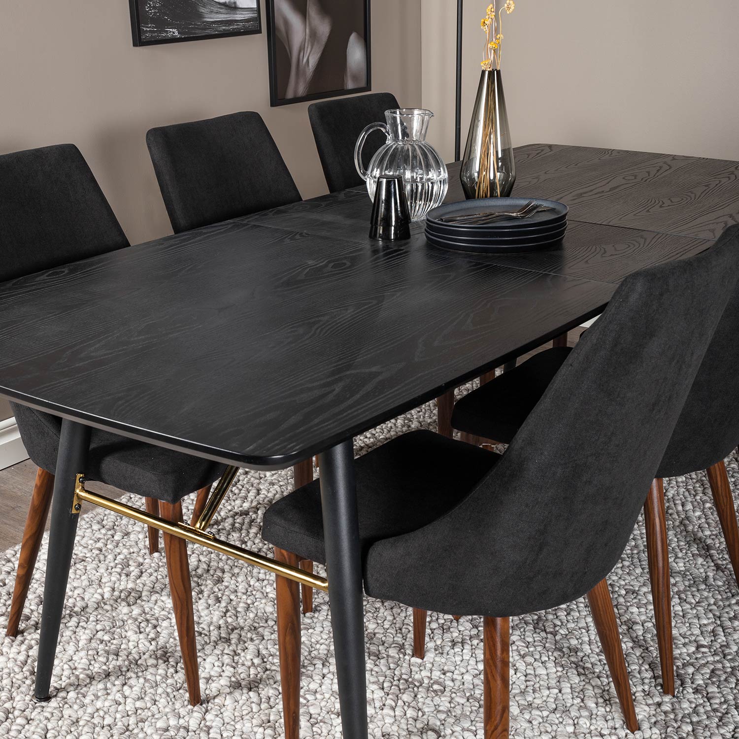 Spisegruppe Venture Home Gold med 6 Leone Stoler