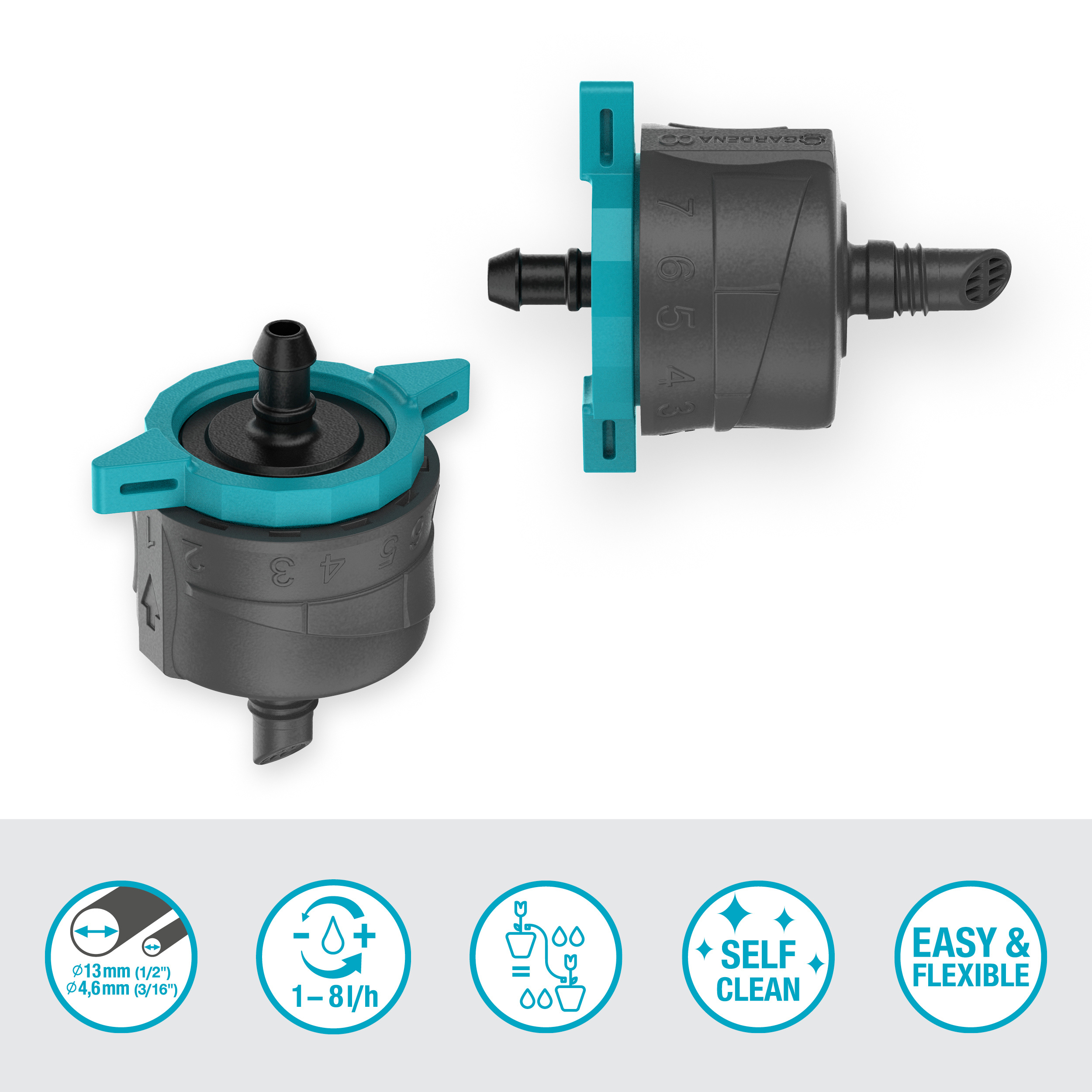 Dryppspredere Gardena Micro-Drip Justerbar 1-8 l/h Trykkregulerende