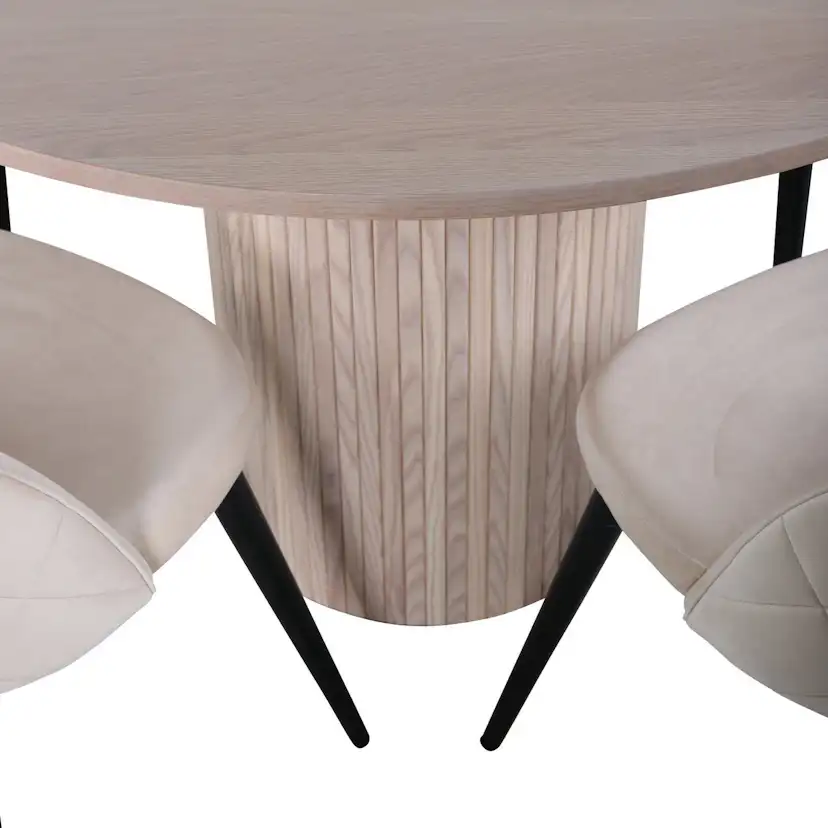 Spisegruppe Venture Home Bianca Rund med 4 Valentina Stitches Stoler Fløyel
