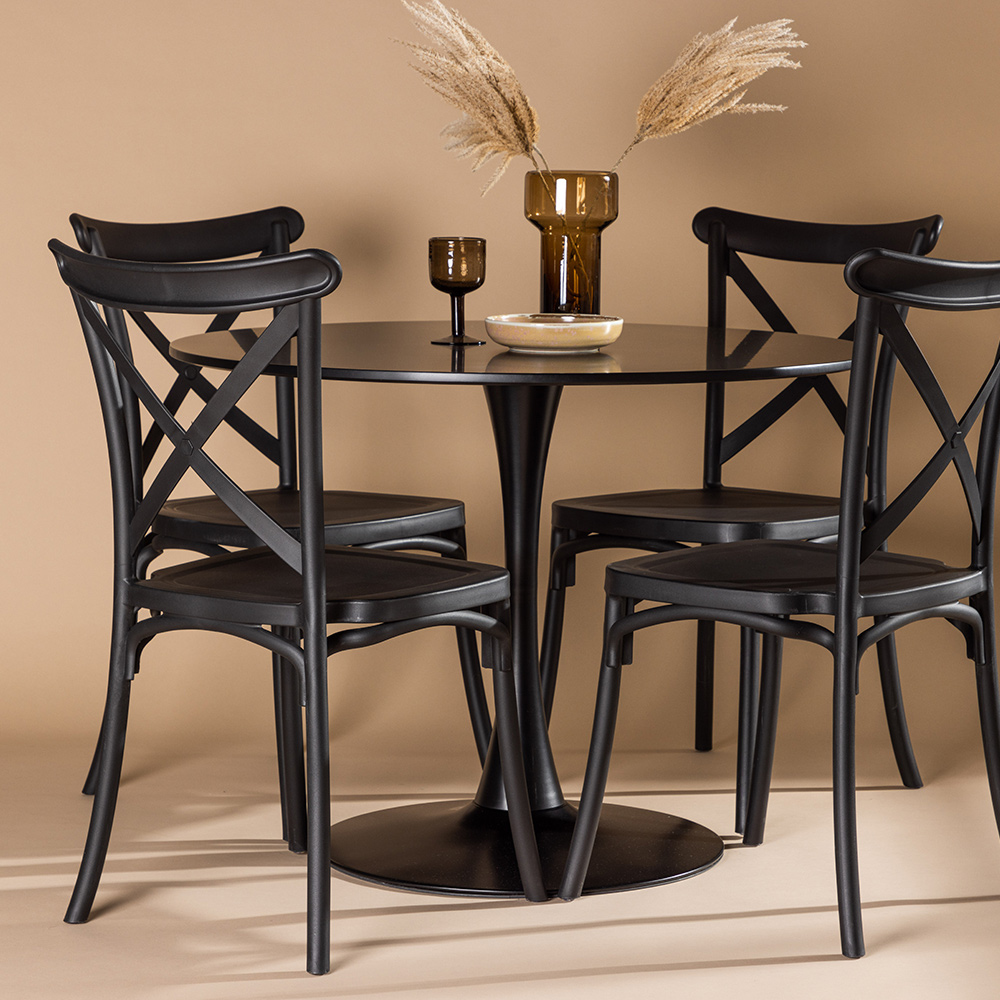 Spisegruppe Venture Home Glade Ø 100 cm med 4 Crosett Stoler