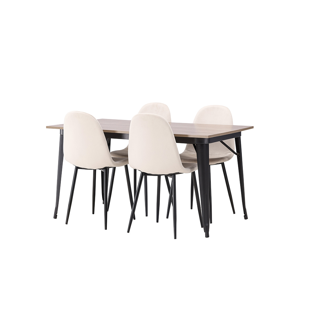 Spisegruppe Venture Home Tempe 140 cm med 4 Polar Stoler Fløyel