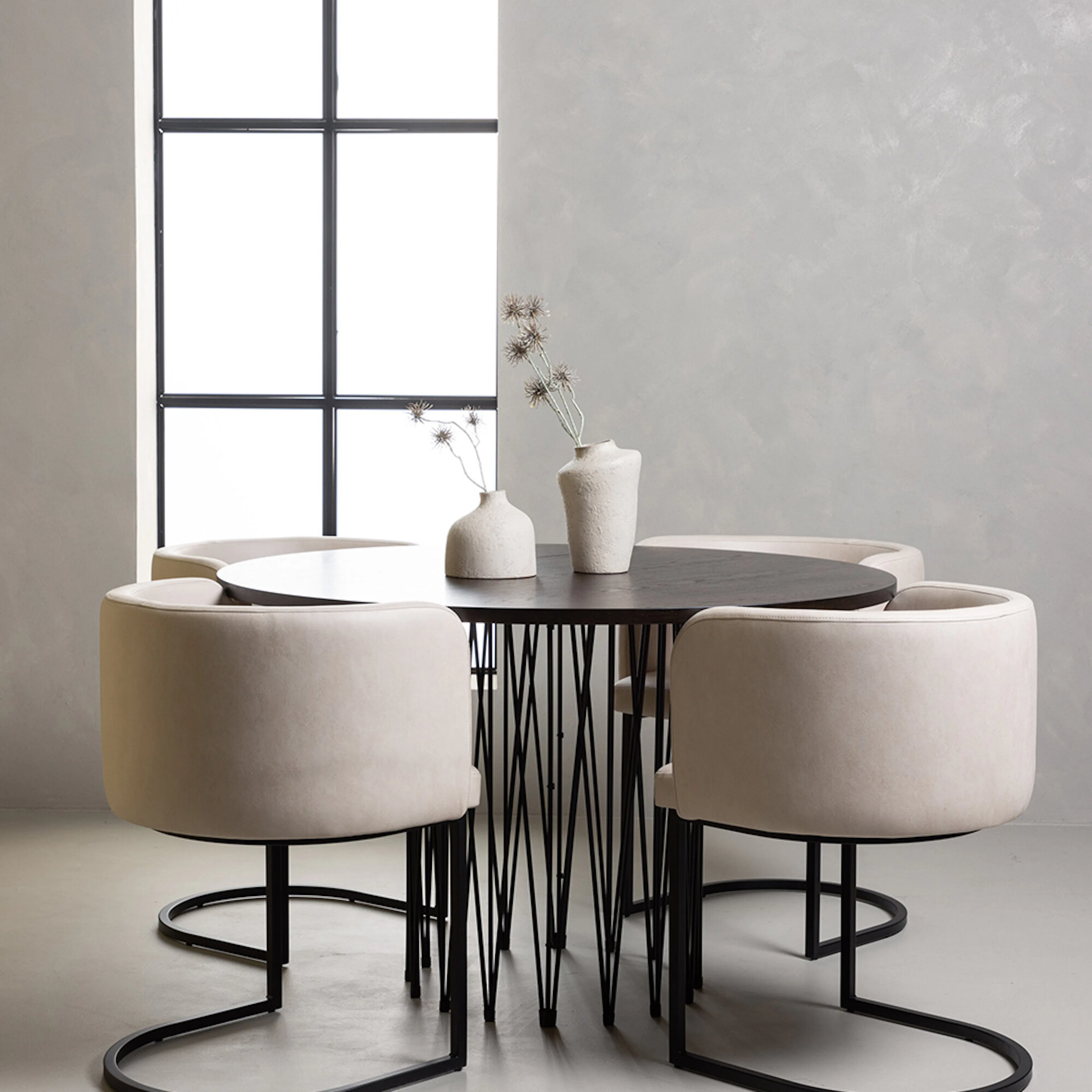 Spisegruppe furniture/fashion Stone Ø120 cm med 4 Simrishamn Stoler