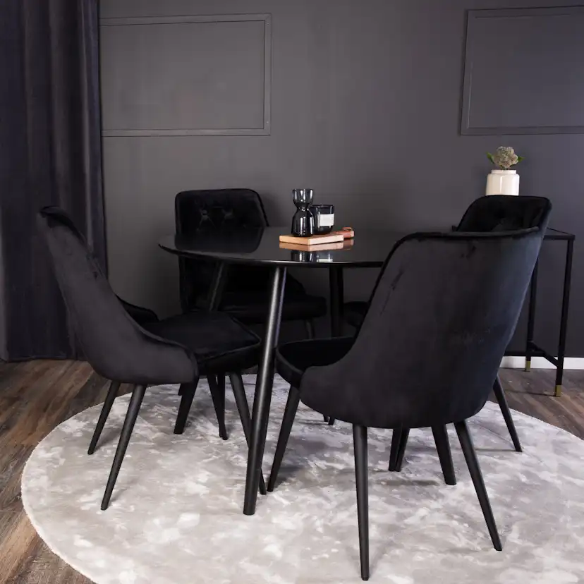 Spisegruppe Venture Home Plaza med 4stk Velvet Deluxe Stoler