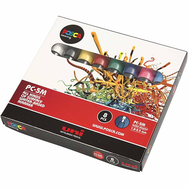Tusj  Creativ Company Posca Ass Farger Nr Pc-5M Strek 2,5 mm 8 Stk/1 Pk