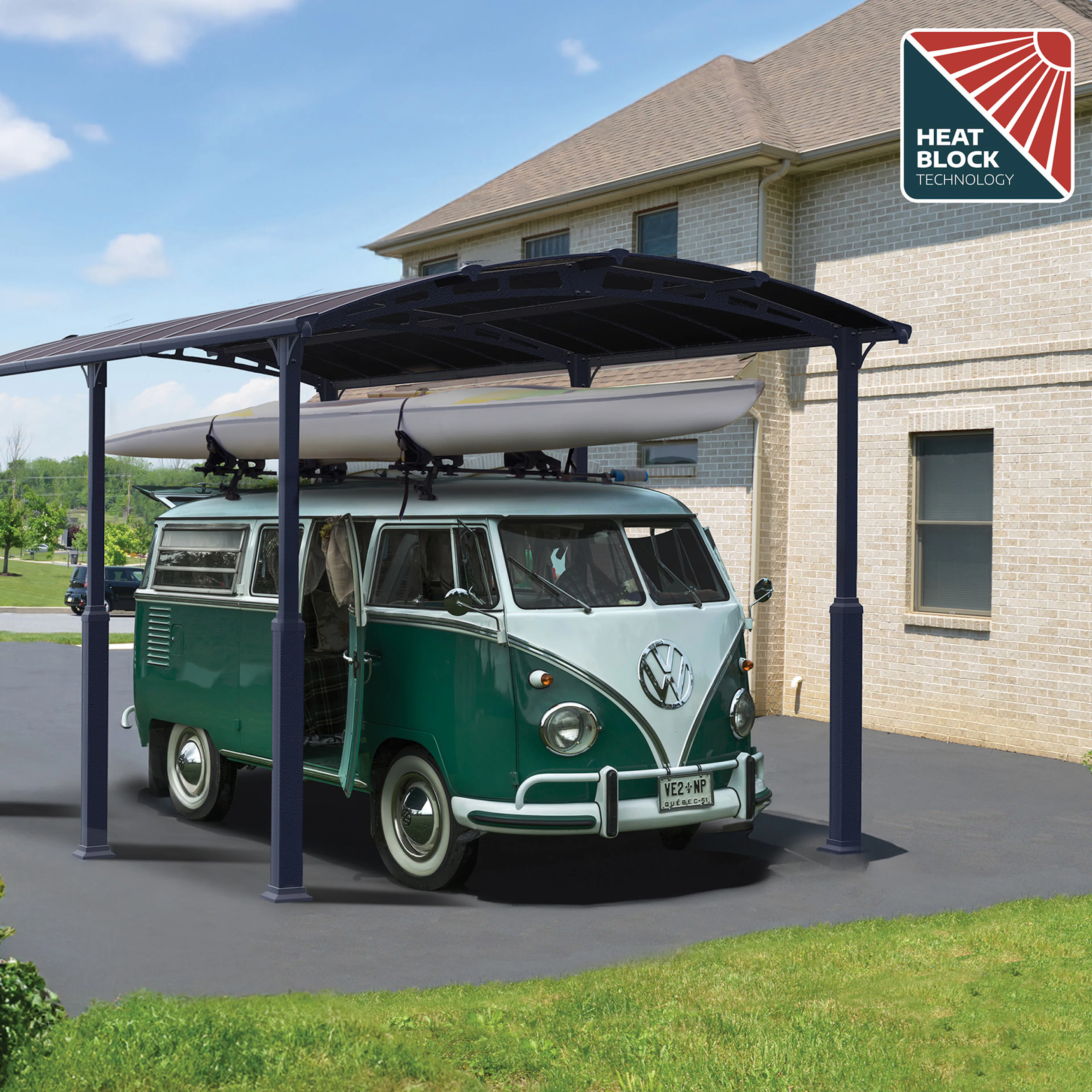 Carport Canopia av Palram Alpine i metall for bobiler 3,6x6,5 m