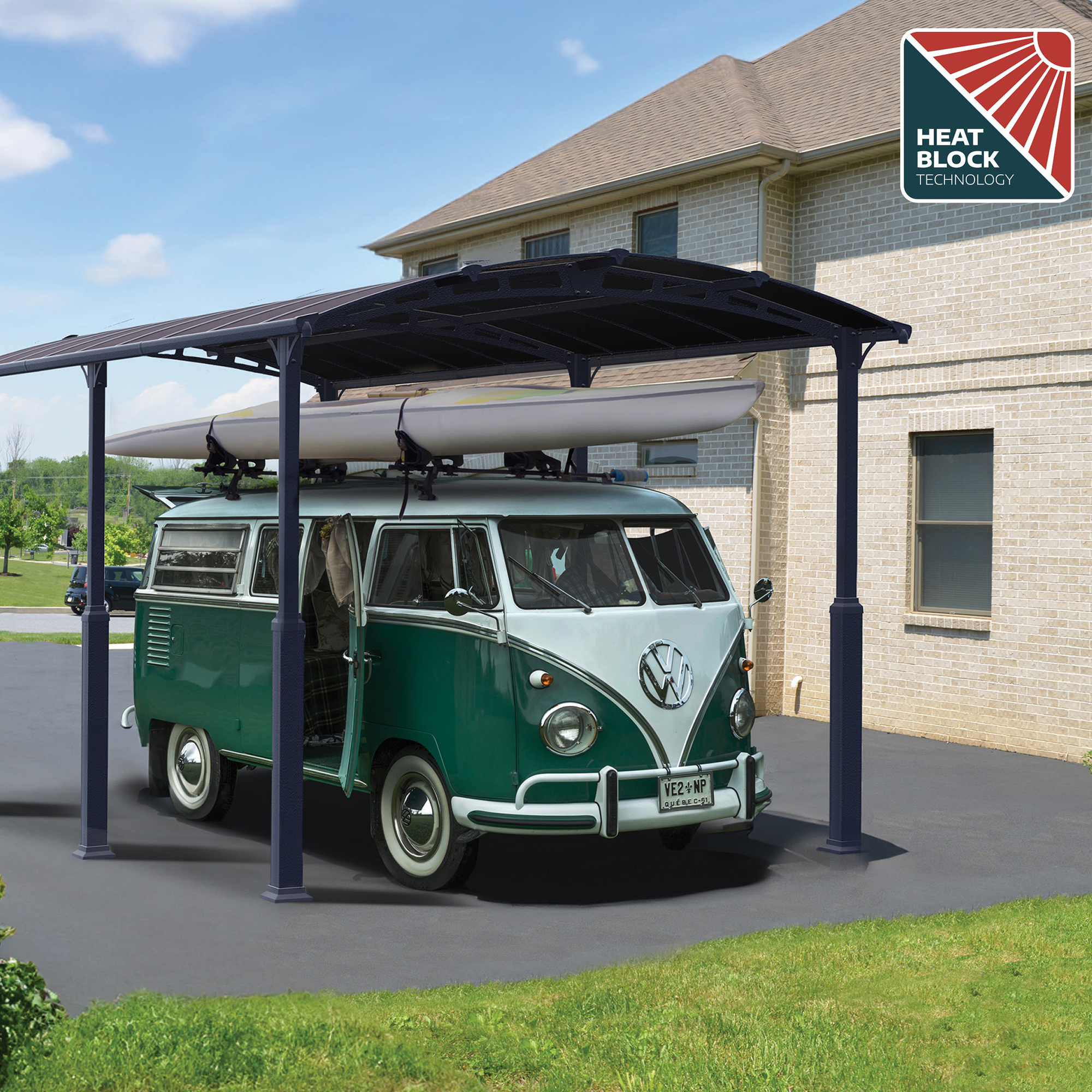 Carport Canopia av Palram Alpine i metall for bobiler 3,6x6,5 m