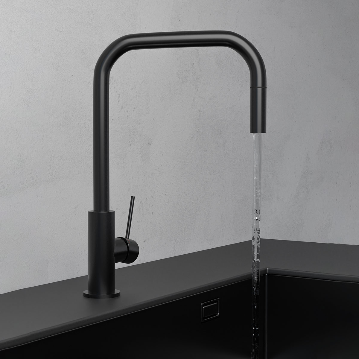 Kjøkkenbatteri Scandtap Steel Accent Square med Uttrekkbar Tut