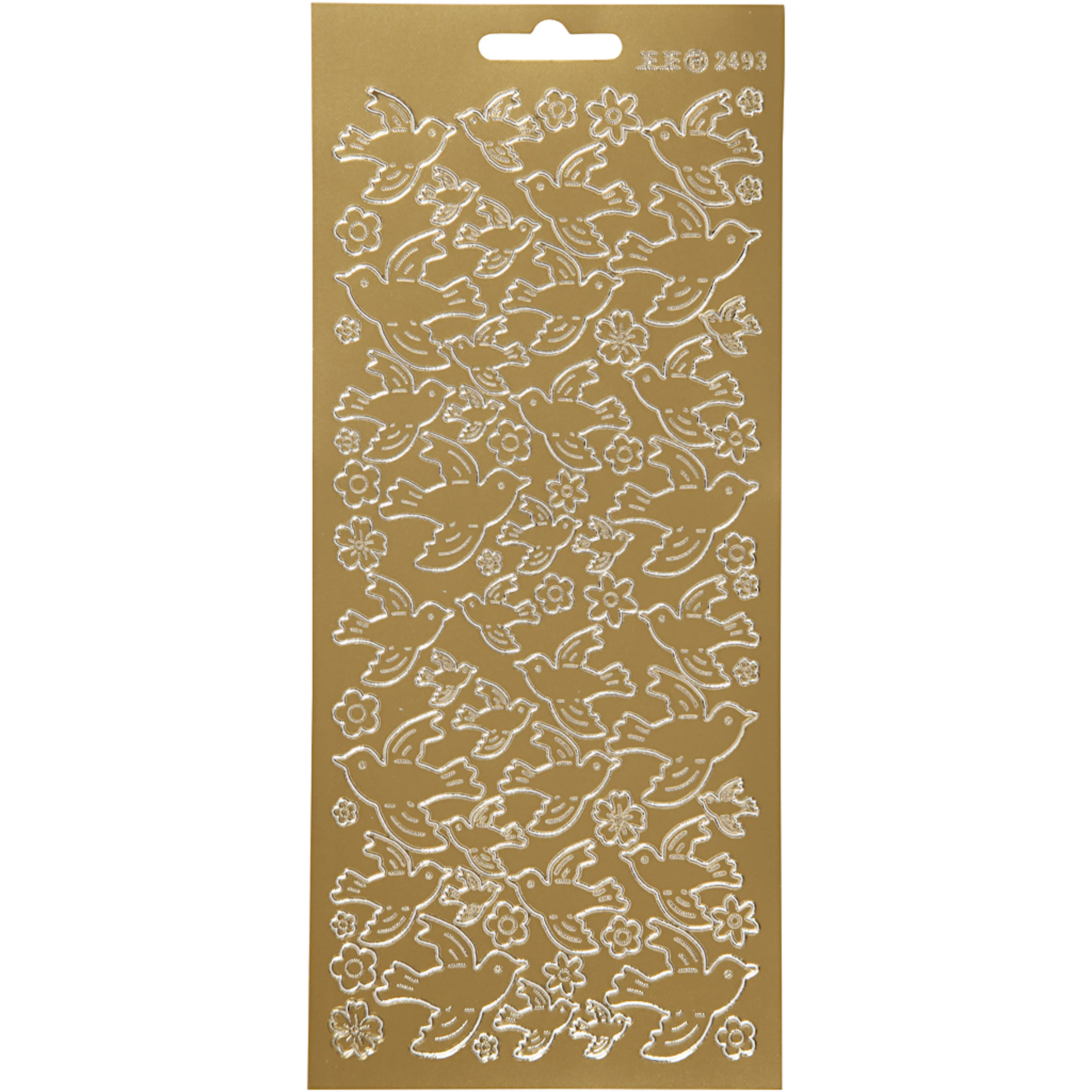 Stickers, guld, duvor, 10x23 cm, 1 ark Gull
