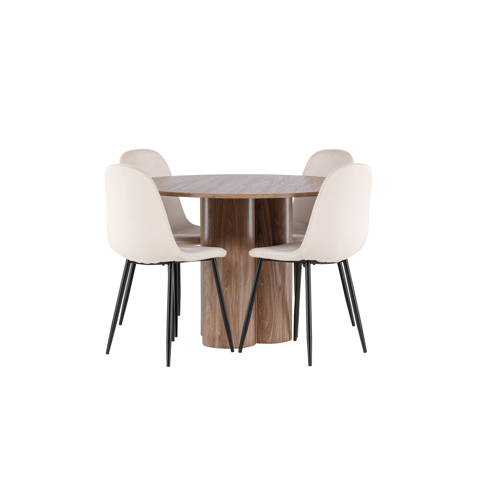 Spisegruppe Venture Home Olivia Ø110 med 4 stk Polar Stoler Fløyel