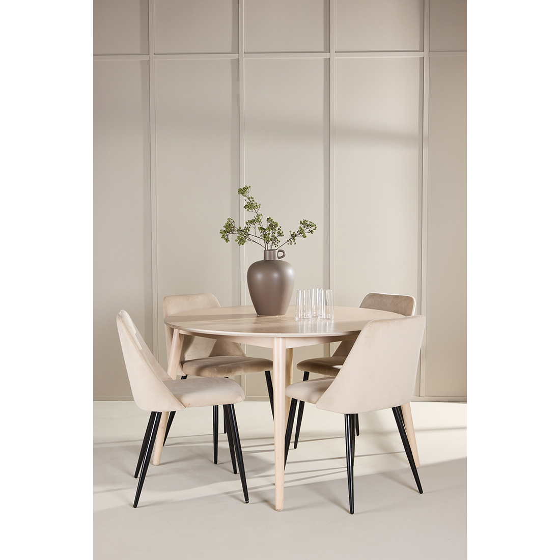 Spisegruppe Venture Home Flora Ø120 cm med 4st Night Spisestoler