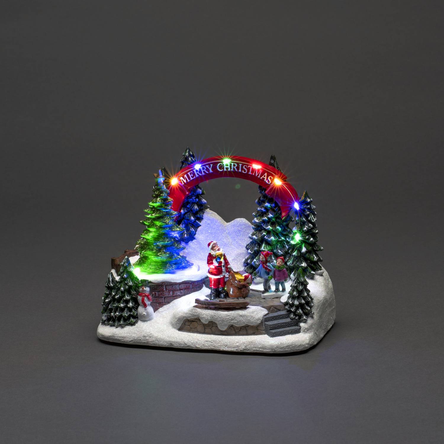 Juleby Gnosjö Konstsmide B/O Mekanisk LED Nisse og Barn